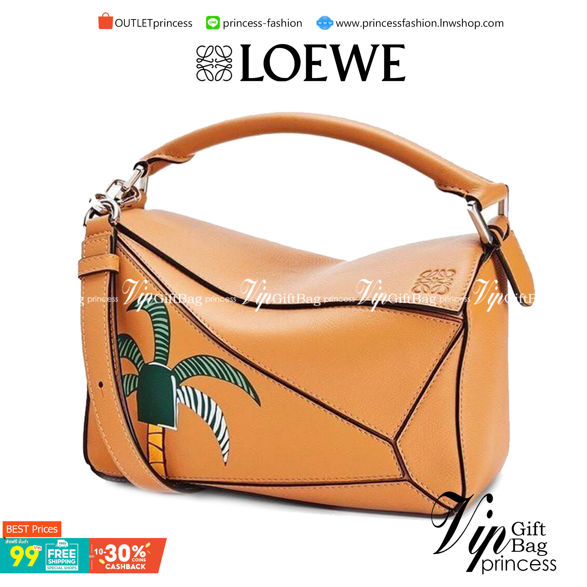 VIP 】LOEWE LA PALME PUZZLE BAG IN CLASSIC CALFSKIN คอลเลคชั่นใหม่!! กระเป๋าสะพายข้างทรงกล่อง สไตล์พัซเซิล ให้ฟีลลิ่งเหมือนตัวต่อ ดูดีได้ทุกที่แค่มีใบนี้ รอบนี้ดีไซน์พริ้นท์ลายต้นปาล์มเก๋ๆ ซัมเมอร์ยังต้องมา วัสดุหนังวัวฟอกสี เปิดใช้งานด้วยซิป ที่ภายในโล่งพ