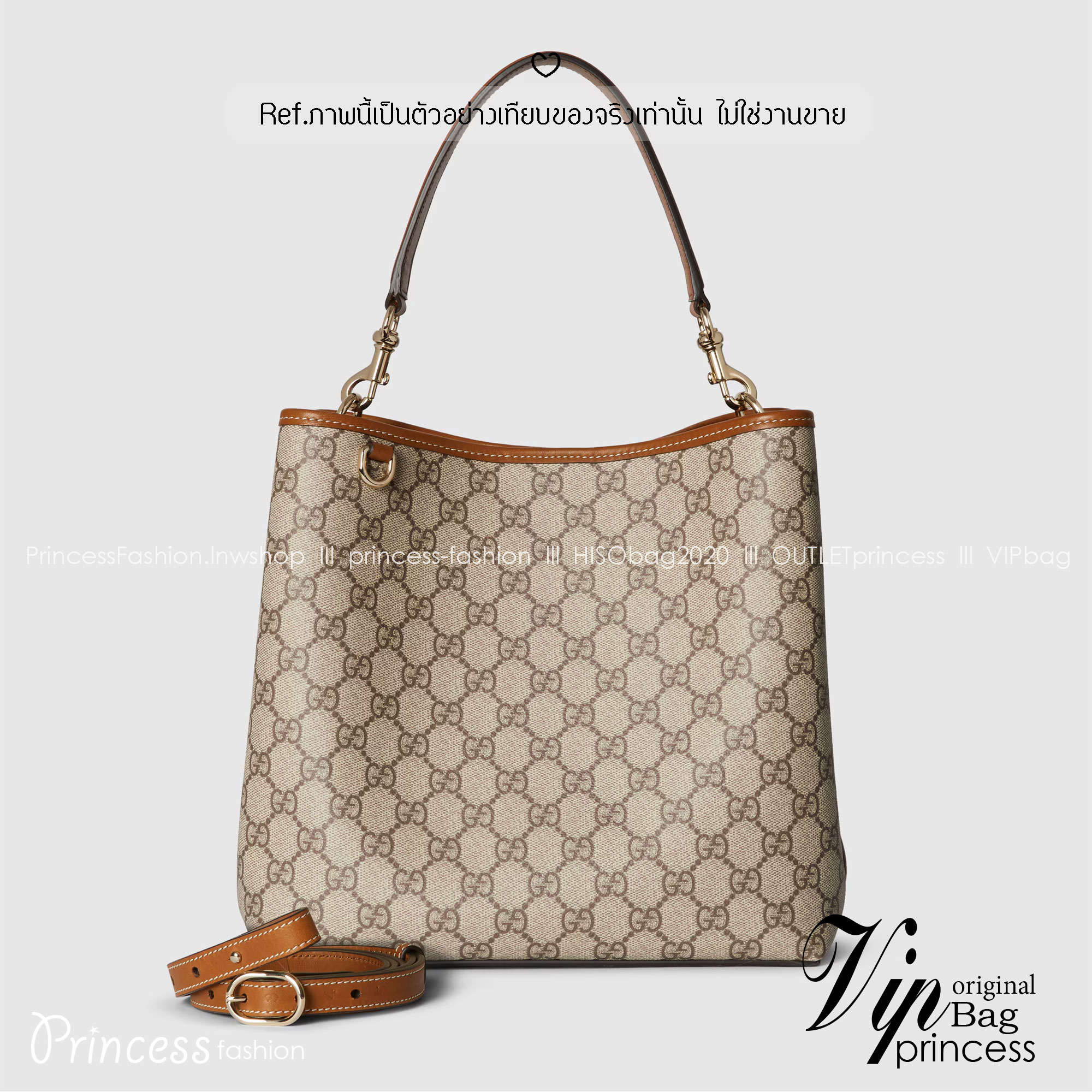 ORI หนังแท้ | GUCCI GG Emblem medium bucket bag กระเป๋าถือ/สะพายทรงบัคเก็ต ขนาดกลางใบใหญ่ จุของได้เยอะ ดีไซน์คลาสสิคคงความเอกลักษณ์
