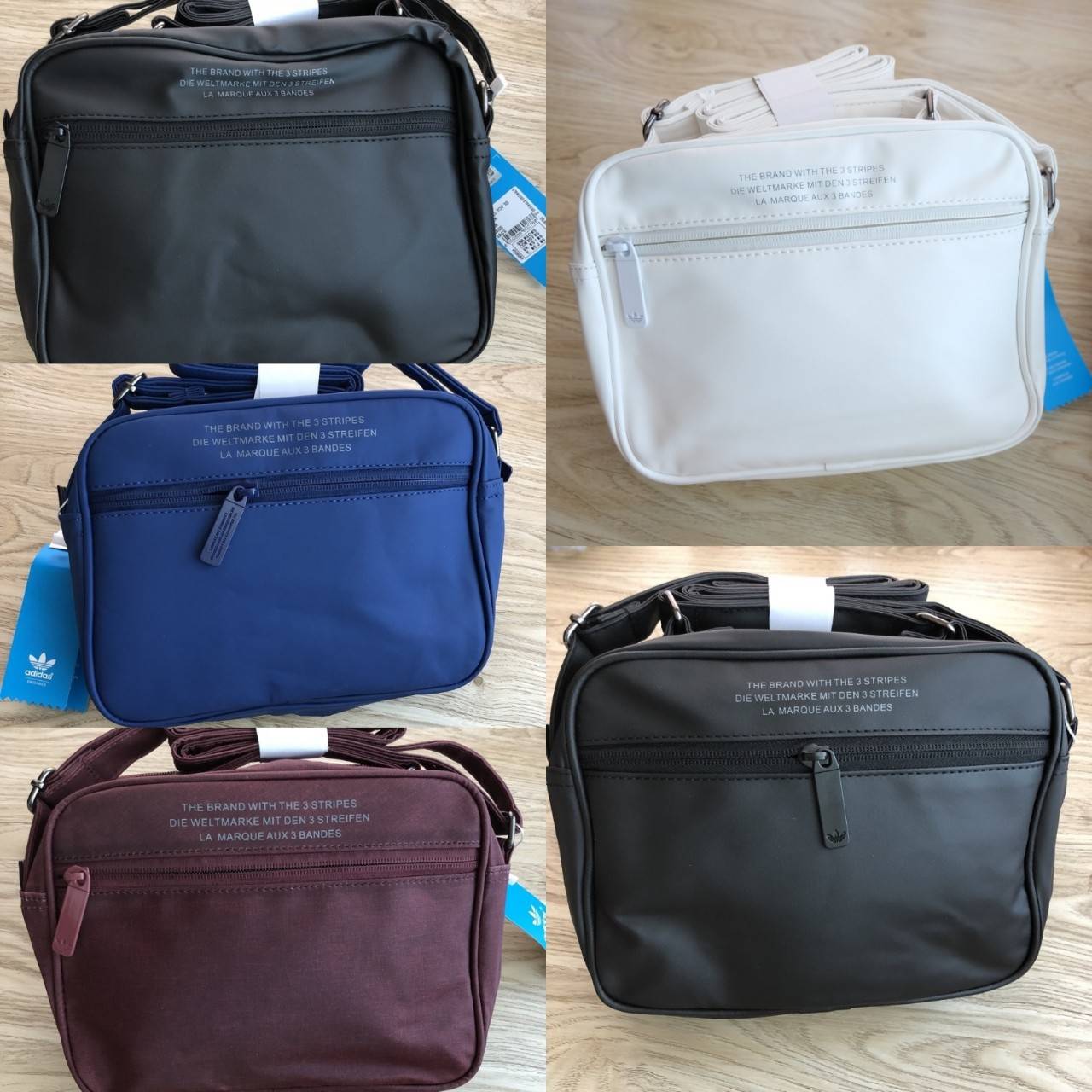 Adidas mini Airline bag กระเป๋าสะพายข้างแนว sport วัสดุด้านหน้าเนื้อ matte ผสมหนังนิ่มค่ะ น้ำหนักเบา ด้านหน้าติดโลโก้แบรนด์ เปิดปิด กระเป๋าแบบซิป ภายในโล่ง ใส่ของจุพอประมาณค่ะ มีช่องซิป หนึ่งช่อง ด้านหลังมีอีก 1 ช่องซิป:สายสะพายปรัยได้ freesize ขนาดกำลังด