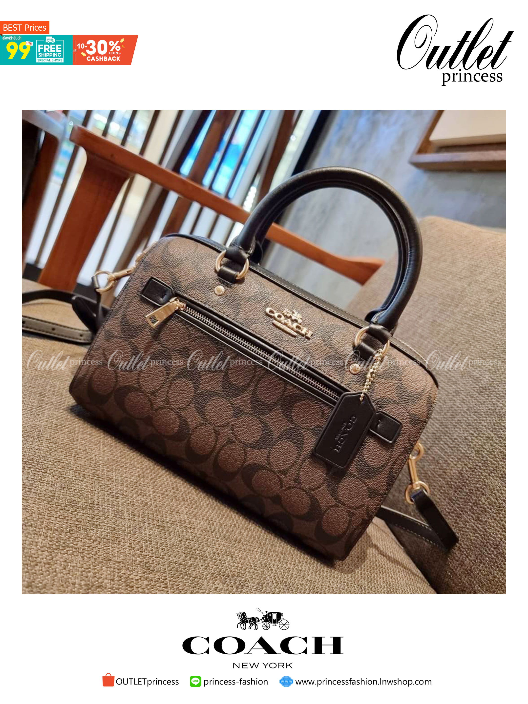 COACH F83607 ROWAN SATCHEL IN SIGNATURE CANVAS กระเป๋าทรงหมอนยอดฮิต คลาสสิคใช้งานได้ไม่มีเบื่อ มาครบสีขายดี ด้วยรูปทรงสวยงาม และใช้งานได้อย่างกระฉับกระเฉง วัสดุหนังแคนวาสเคลือบลาย ทนทาน ภายในโล่งกว้าง มีช่องซิปและแบ่งสัดส่วนได้ลงตัว บอกเลยว่าสาวๆพลาดไม่ได