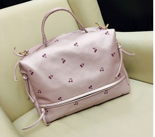 กระเป๋าสะพายข้างผู้หญิง หนัง Pu กันน้ำได้ กระเป๋าถือใบใหญ่ ใส่ของได้เยอะ แบบวัยรุ่น ลายเชอรี่ กระเป๋าสะพายวัยรุ่น ใส่ของเที่ยว สีชมพู น้ำเงิน 553780