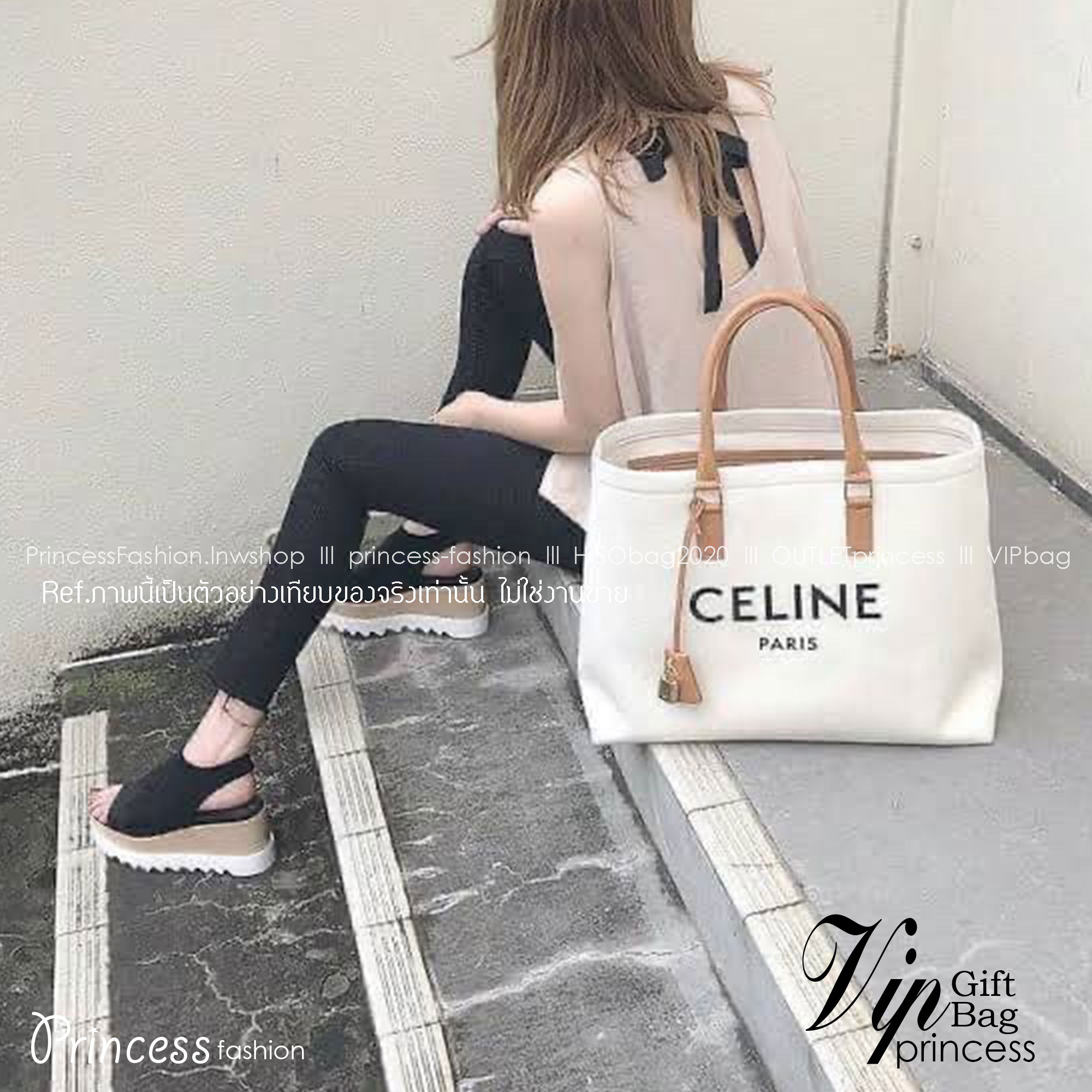 รุ่นขายดีในตำนาน! Celine Horizontal Cabas Canvas / CELINE TOTE BAG กำลังมาแรงในยุคปัจจุบันเลยทีเดียวเพราะด้วยขนาดและดีไซน์ของกระเป๋าแบบถุงกระดาษทรงสี่เหลี่ยมผืนผ้า