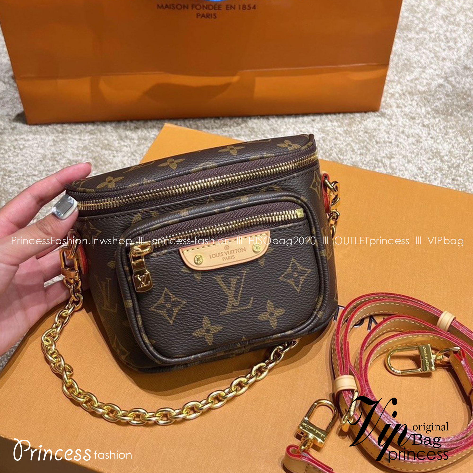 LV Mini Bumbag Monogram / LV BAG พร้อมส่ง กระเป๋าสะพายไซส์มินิ มาพร้อมสายโซ่และสายหนังถอดได้ แบบคาดอก คาดเอว สะพายข้างได้ ราคาสุดคุ้มที่ไม่อยากให้พลาดน้า รีบสวยก่อนใครได้เลย
