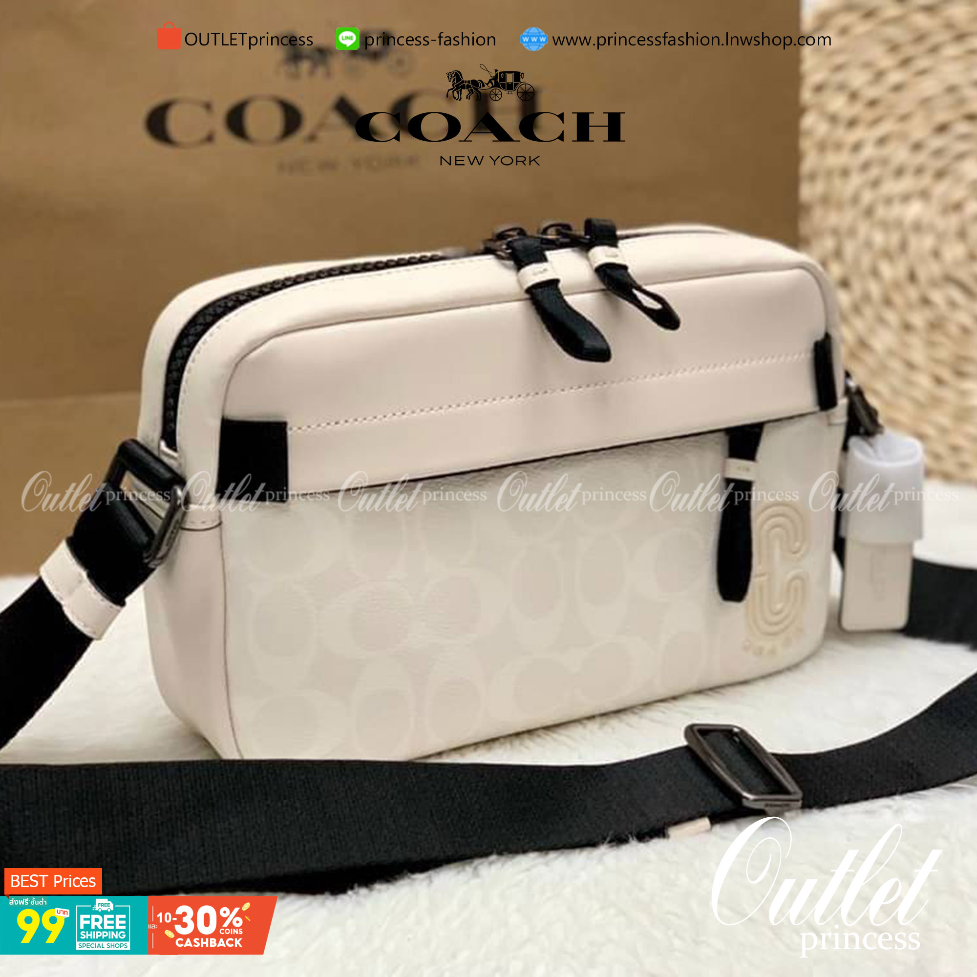 COACH EDGE CROSSBODY IN SIGNATURE CANVAS กระเป๋าสะพายครอสบอดี้ร์ วัสดุหนังแท้ หนังนิ่มอย่างดีค่ะ ด้านหน้ามีช่องซิปซ่อนให้หนึ่งช่อง เปิดปิดช่องหลักแบบซิปคู่ภายในกว้าง ใส่ของได้จุเลยนะคะ มีช่องซิปและช่องเล็กให้อีก2ช่อง;ด้านหลังกระเป๋าเป็นช่องโล่งใส่ของอีกช่