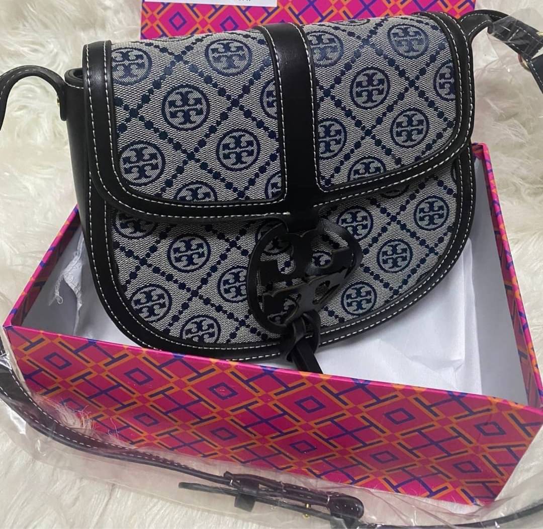 TORY BURCH MILLER CANVAS QUADRANT SADDLE BAG