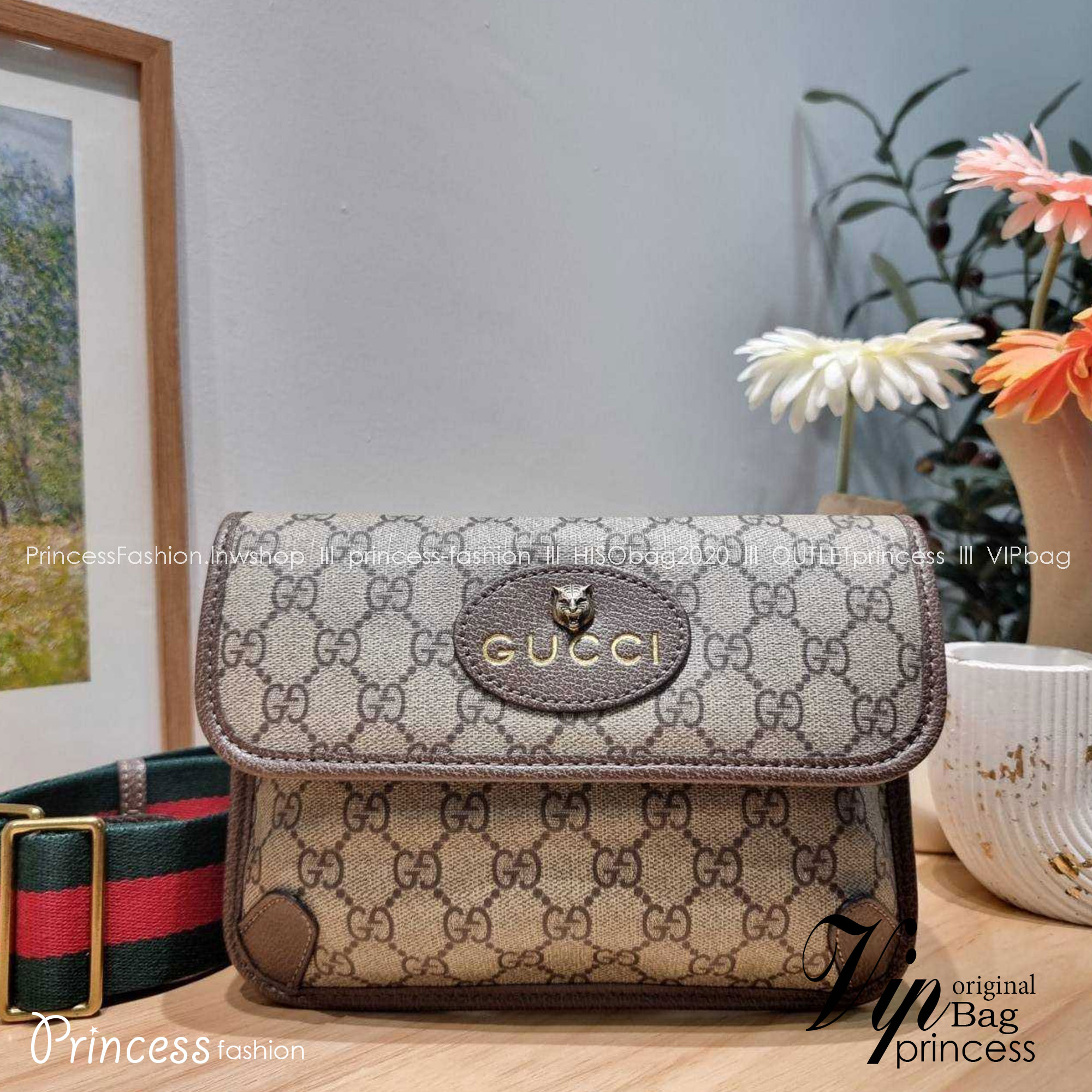 GG NEO VINTAGE GG SUPREME BELT BAG ฮอตฉ่ำๆ กับกระเป๋าคาดอกรุ่นคลาสสิค ดีไซน์เท่ หรู สไตล์สปอร์ต ขนาดกำลังดี พกพาง่าย คาดไปไหนก็ได้สบายๆ ปรับคาดได้หลากหลาย