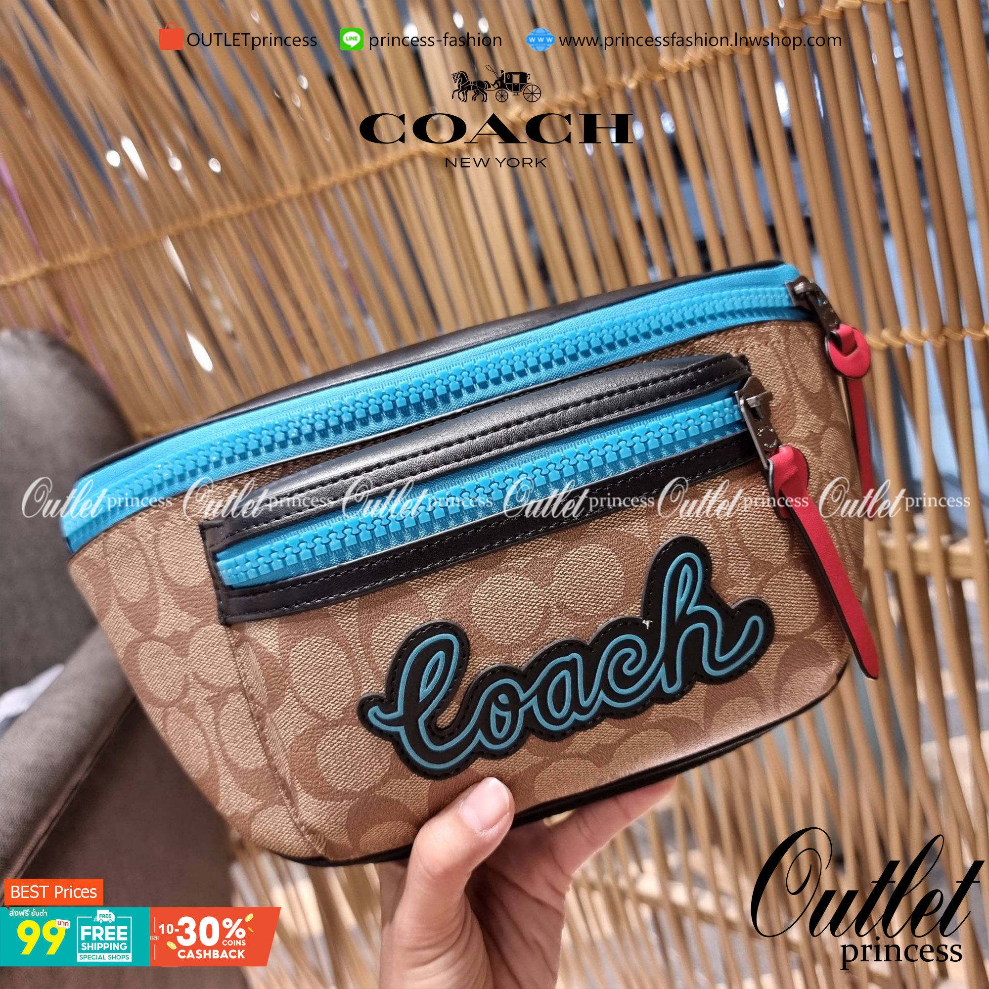 COACH F72931 TERRAIN BELT BAG IN SIGNATURE CANVAS กระเป๋าคาดอก ดีไซน์สุดเท่ มองยังไงก็ไม่มีเบื่อ ด้วยรูปลักษณ์ และความคลาสสิค ผสานกันอย่างลงตัว วัสดุหนังแคนวาสสลับหนังแท้ มีช่องซิปแบ่งเป็นสัดส่วน ด้านหลังบุนวมและมีช่องซิปไปอีก!! ภายในโล่งกว้าง ใส่กระเป๋าส