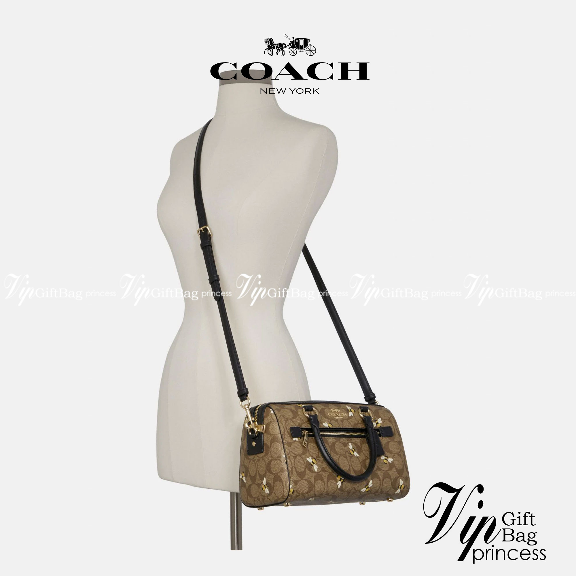 COACH ROWAN SATCHEL IN SIGNATURE CANVAS WITH BEE PRINT (C8591) พร้อมส่งที่ไทย