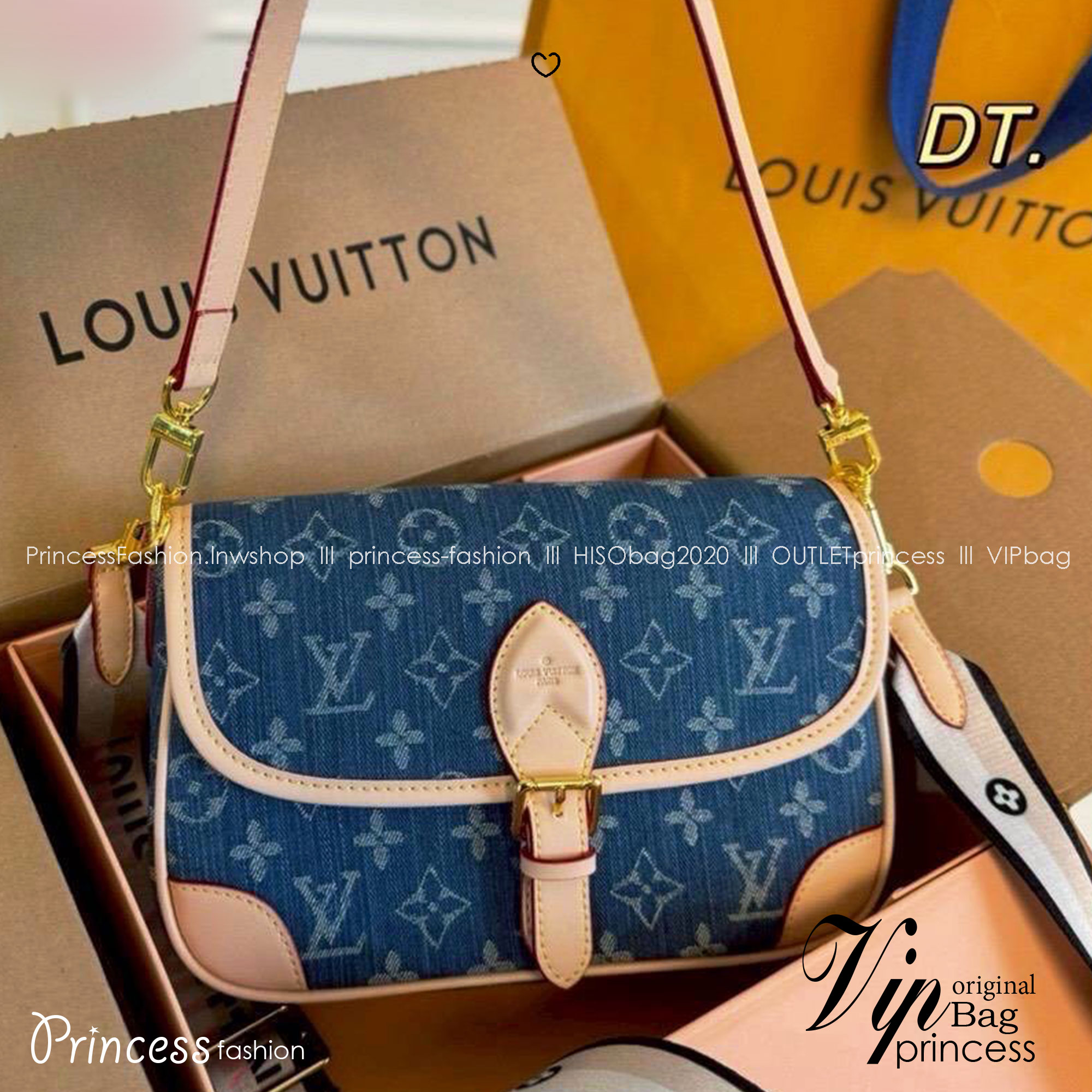 LV Diane Monogram Denim Bag กระเป๋าสะพายมัลติฟังก์ชั่น โมโนแกรมเดนิมสุดไอคอนิก ดีไซน์ใหม่ ออกมาได้น่ารักน่าใช้มากๆ สียีนส์สวยมีเสน่ห์