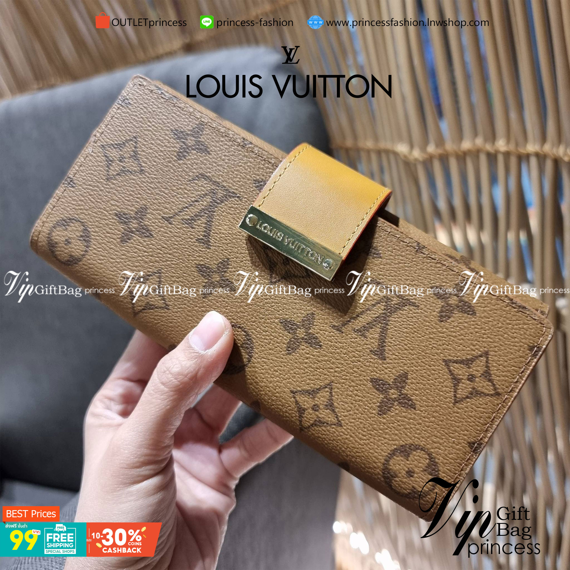 VIP 】ได้เวลาเปลี่ยนกระเป๋าสตางค์รับทรัพย์กันแล้ว!! LV vip wallet กระเป๋าสตางค์พรีเมี่ยมกิ๊ฟ เป็นไอเท็มหายาก ที่สาวๆต้องว้าว!! ใบยาวขนาดกำลังเหมาะมือ ถือแล้วขับผิวทุกสี วัสดุหนังแคนวาส ทนทาน เปิด-ปิดด้วยกระดุม ภายในมีช่องใส่บัตรเยอะมาก แบ่งสัดส่วนสวย ใส่ธน