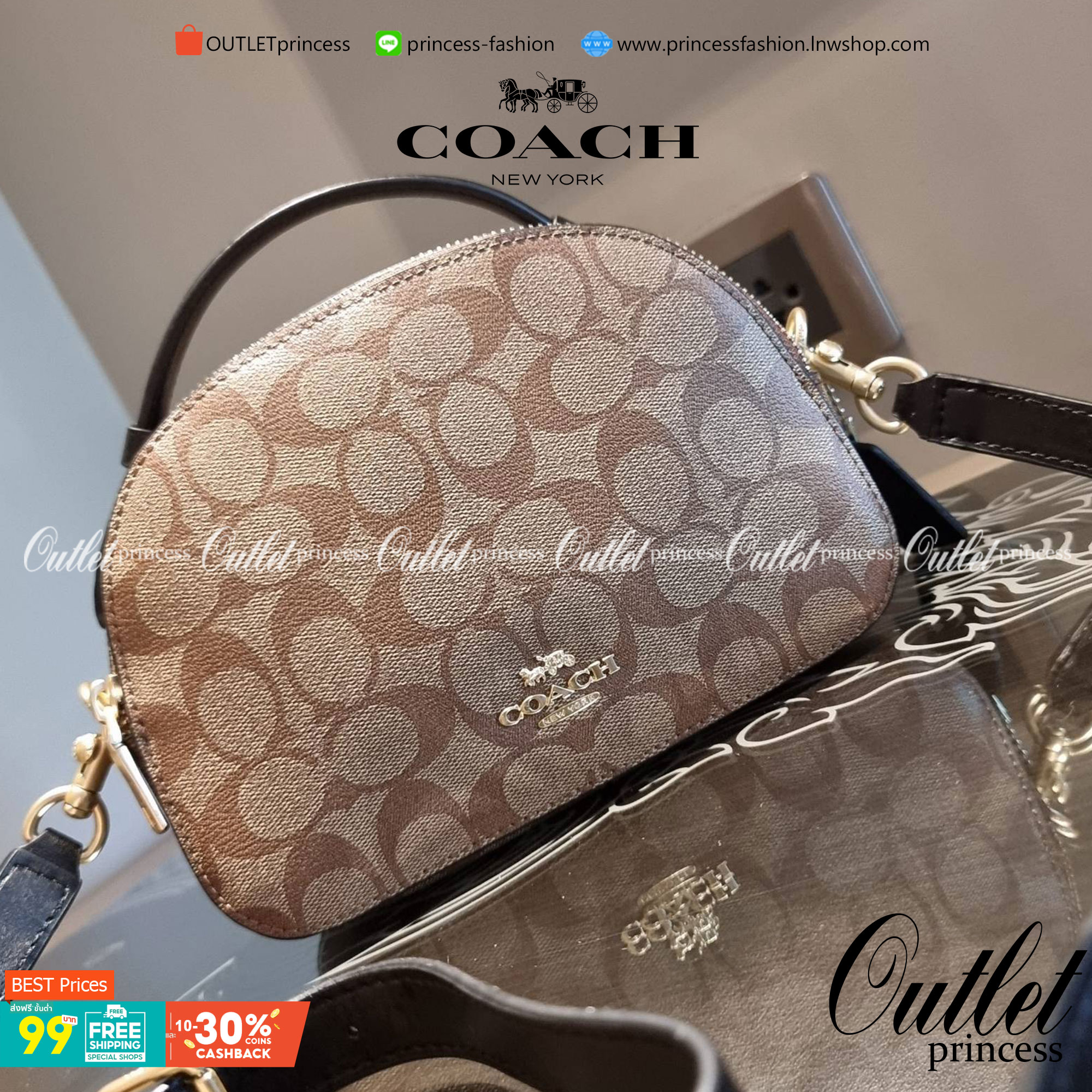 OUTLET 】COACH 1591 SERENA SATCHEL IN SIGNATURE CANVAS กระเป๋าสะพายคอลเลคชั่นยอดฮิต ดีไซน์ลุคผู้ดี ต้องยกให้น้องใบนี้เลย!! จัดสีขายดี สีลุคคุณหนูมาให้ สวยตาแตก!! วัสดุหนังแคนวาส เปิด-ปิดด้วยซิป 2 ช่องหลัก ภายในเป็นช่องโล่ง เก็บของได้แบบสบายๆ ใส่มือถือได้ทุ