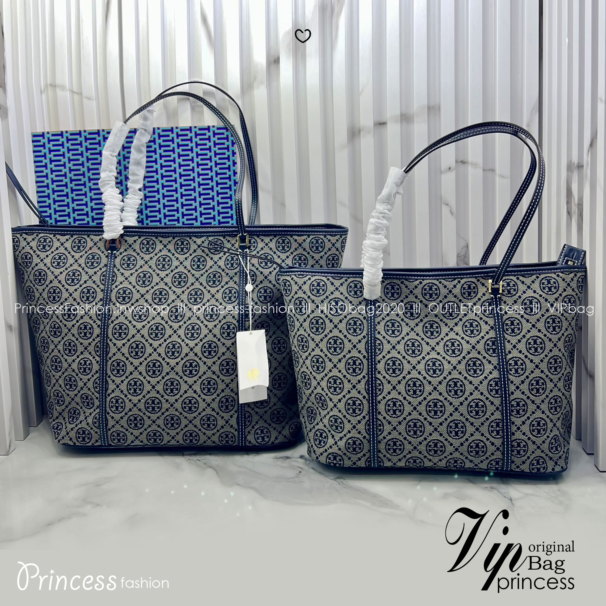 ORI หนังแท้ | Tory Burch T Monogram zip tote bag กระเป๋าทรงโท้ทใบใหญ่ทรงกว้างพร้อมใบเล็กเข้าเซ็ท ดีไซน์สายหนังแต่งคาดหน้า ตัวงานผ้าแจ็คการ์ดตัดขอบหนัง เดอะเบสท์ เซลเลอร์!!