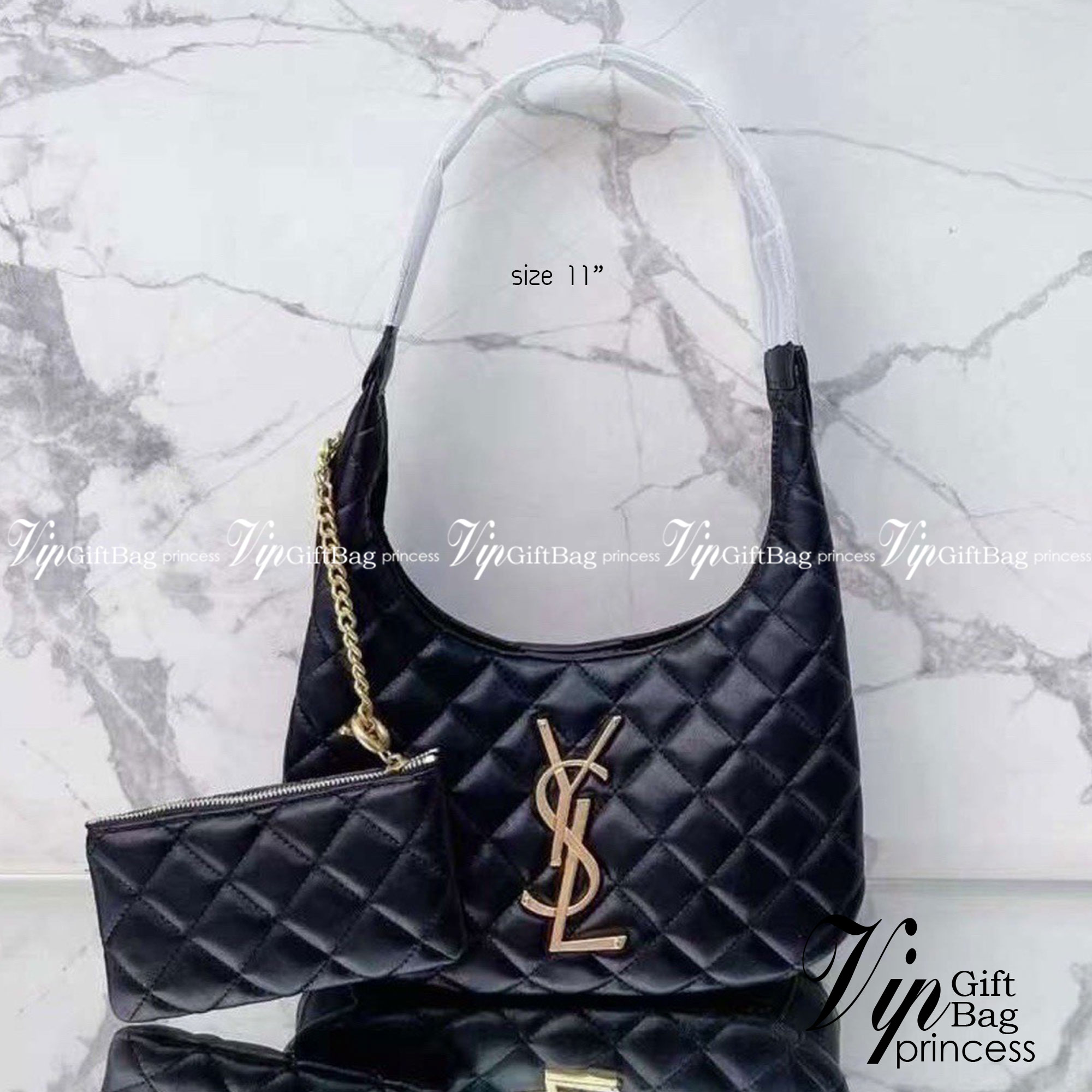 YSL Icare Maxi Shopping Bag In Quilted Lambskin 11" / YSL Icare Maxi Denim กระเป๋าสะพายขนาดกะทัดรัด มาพร้อมใบเล็ก หนังบุเย็บลายตาข่าย (Quilted Bag) ดีไซน์โฉบเฉี่ยวกว่าหลายระดับด้วยการประดับฮาร์ดแวร์ทองเหลืองในตัวอักษร Y.S.L สะดุดตา มอบสไตล์เรียบง่ายแ