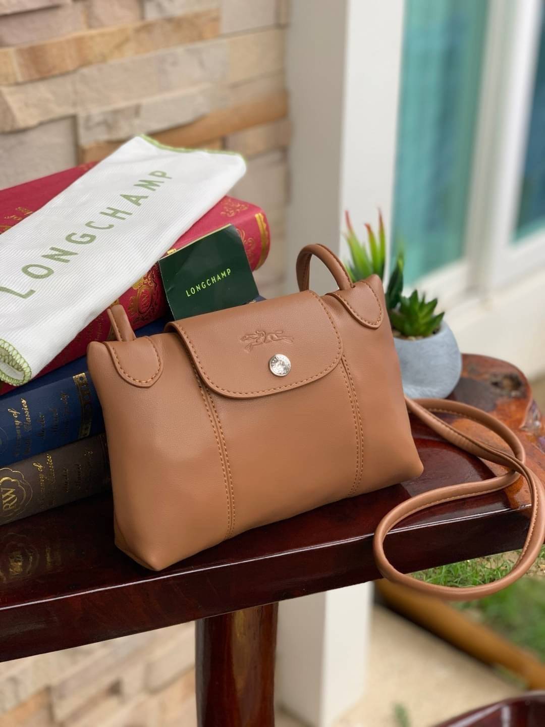 💕 Longchamp Le Pliage Cuir Crossbody Bag