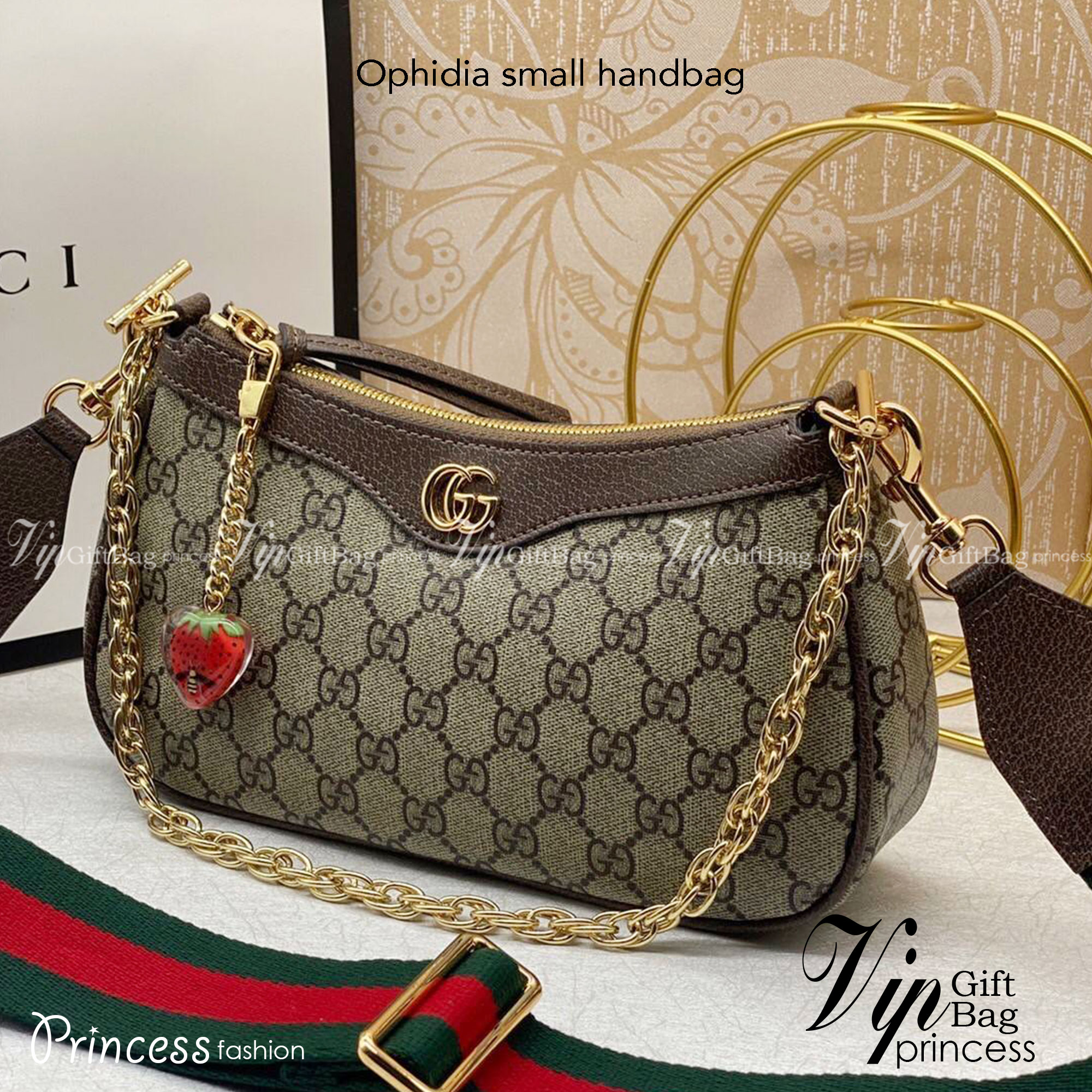 GUCCI Ophidia small handbag strawberry เกรดออริจินอล งานสวยตรงปก ภาพถ่ายจากงานขายจริง ใช้งานต่างประเทศได้
