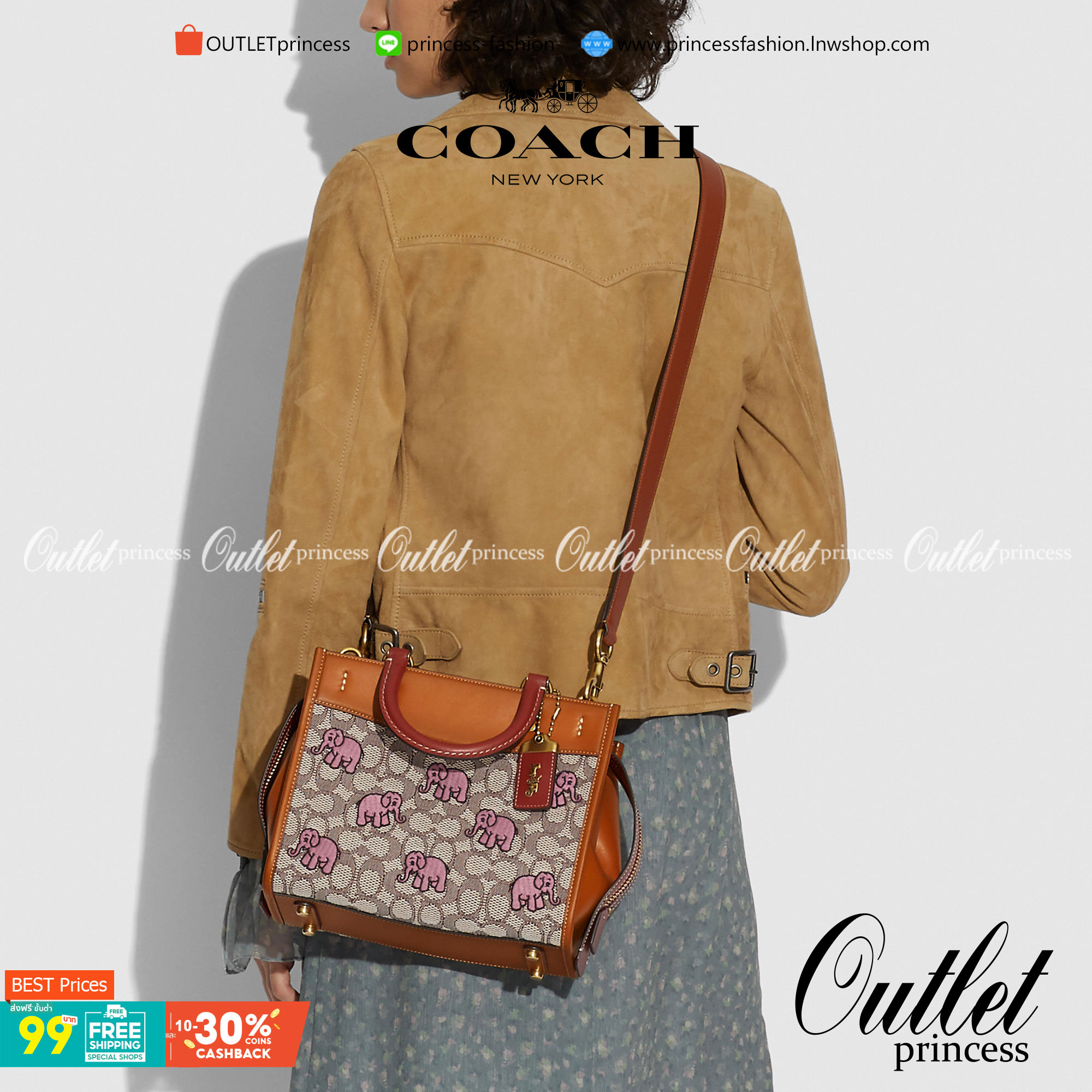 น้องน่ารักน่าใช้ คลาสสิค ดูแพงมากแม่😘🌺//>>COACH ROGUE 25 IN SIGNATURE TEXTILE JACQUARD WITH EMBROIDERED ELEPHANT MOTIF(COACH C6165)🍁กระเป๋ารุ่นคลาสสิค หรูหรา มีรสนิยม ดีเทลเนียบมาก จะถือ หรือสะพายได้ตามดีไซน์การใช้งานเลยจ้า//