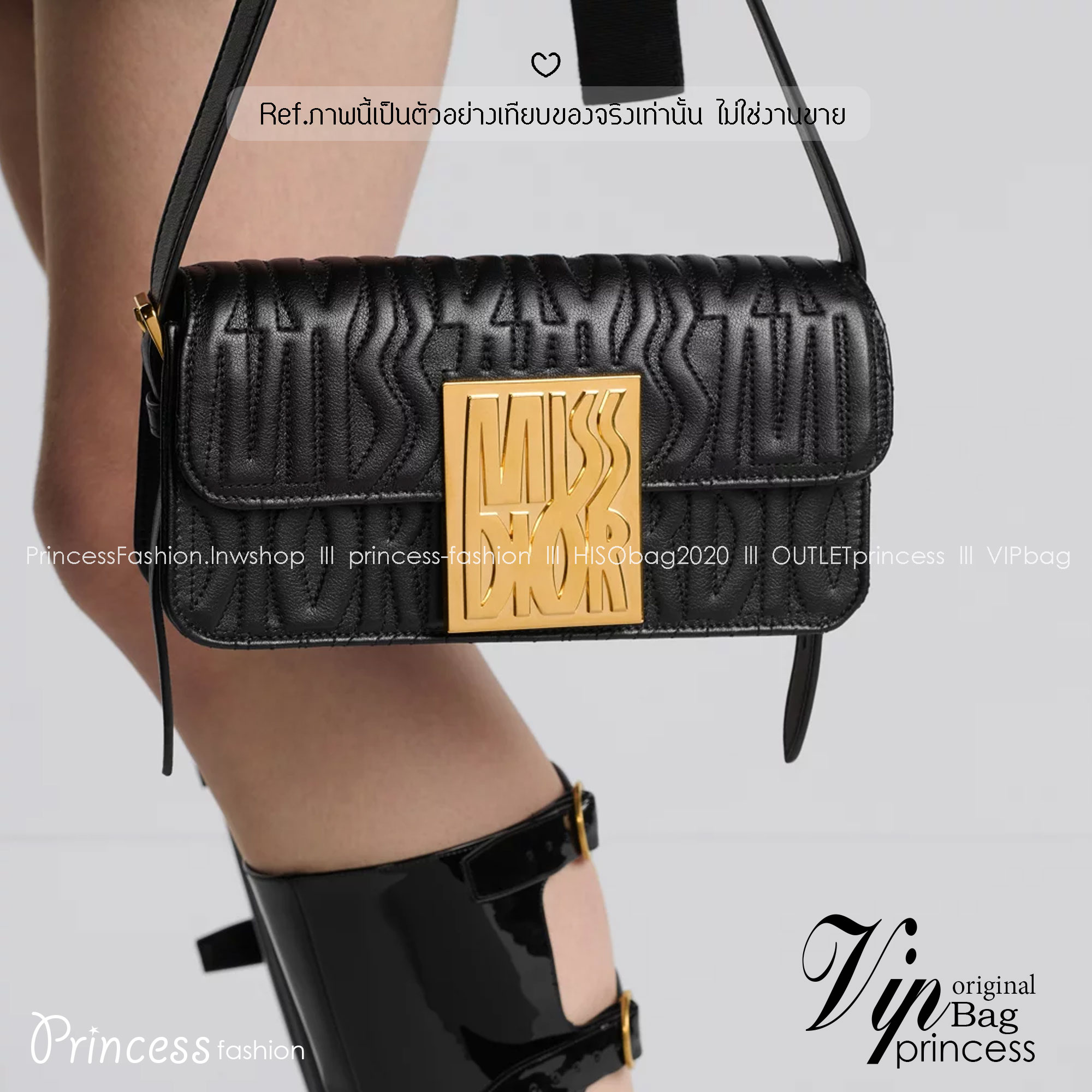 8.5" DIOR Miss Dior Flap Bag / Dior Clutch Bag / Pale Quilted Miss Dior Allover Leather กระเป๋าสะพายไหล่รุ่นใหม่ล่าสุด สง่างามทันสมัย เกรดออริ 1:1