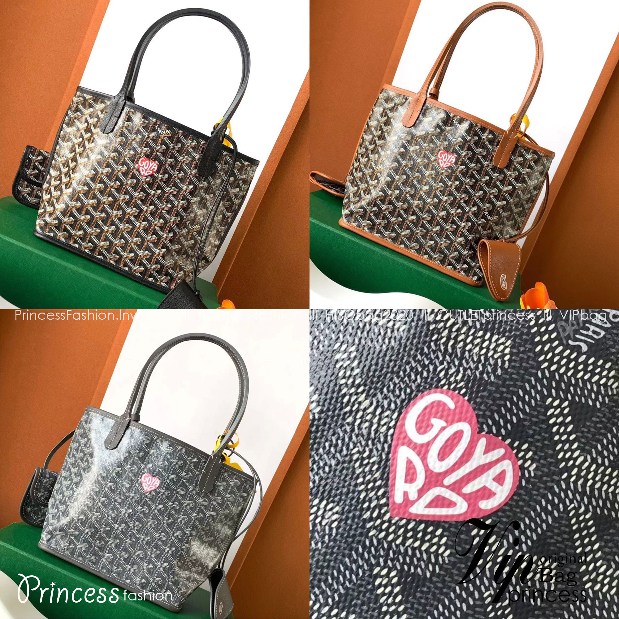 GOYARD Anjou Mini Bag Little Heart Shape กระเป๋าทรงโท้ทมินิ หนังแท้สวยเป๊ะ เกรดท็อปออริ สลับแท้ 1:1 เกรดดีสุด ใช้ต่างประเทศได้ ผ่านทุก ตม.