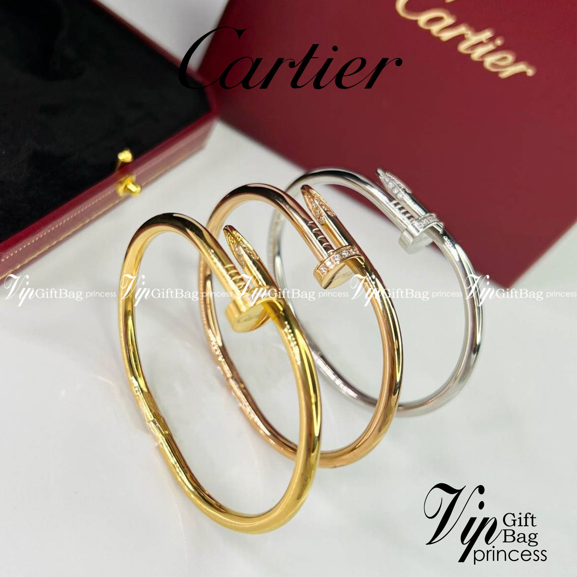 Cartier JUSTE UN CLOU BRACELET กำไลข้อมือตะปู หัวเพชร งานดีสุดเกรดออริจินิล วัสดุคุณภาพดี ไม่ลอกไม่ดำ พร้อมกล่องหนาตามแบบปั้มลายแบรนด์ ภาพสินค้าถ่ายจากงานขายจริง ใช้งานต่างประเทศได้