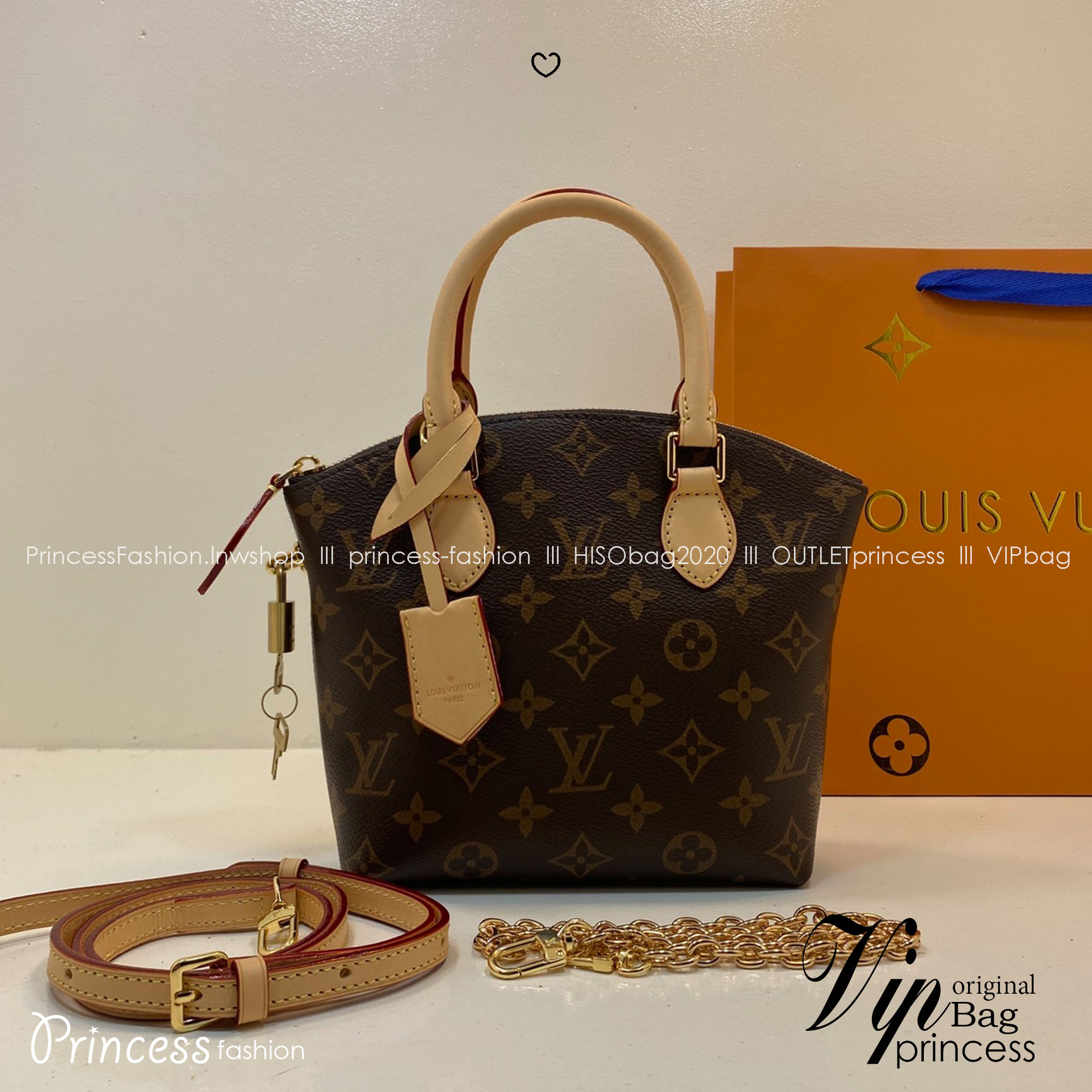 LV Lockit BB bag กระเป๋าถือทรงโท้ทวินเทจรุ่นยอดนิยม พร้อมสายโซ่และสายหนัง ปรับใช้งานได้หลายโอกาส สวยงามเป็นอมตะ เกรดออริ 1:1 ใช้งานต่างประเทศได้