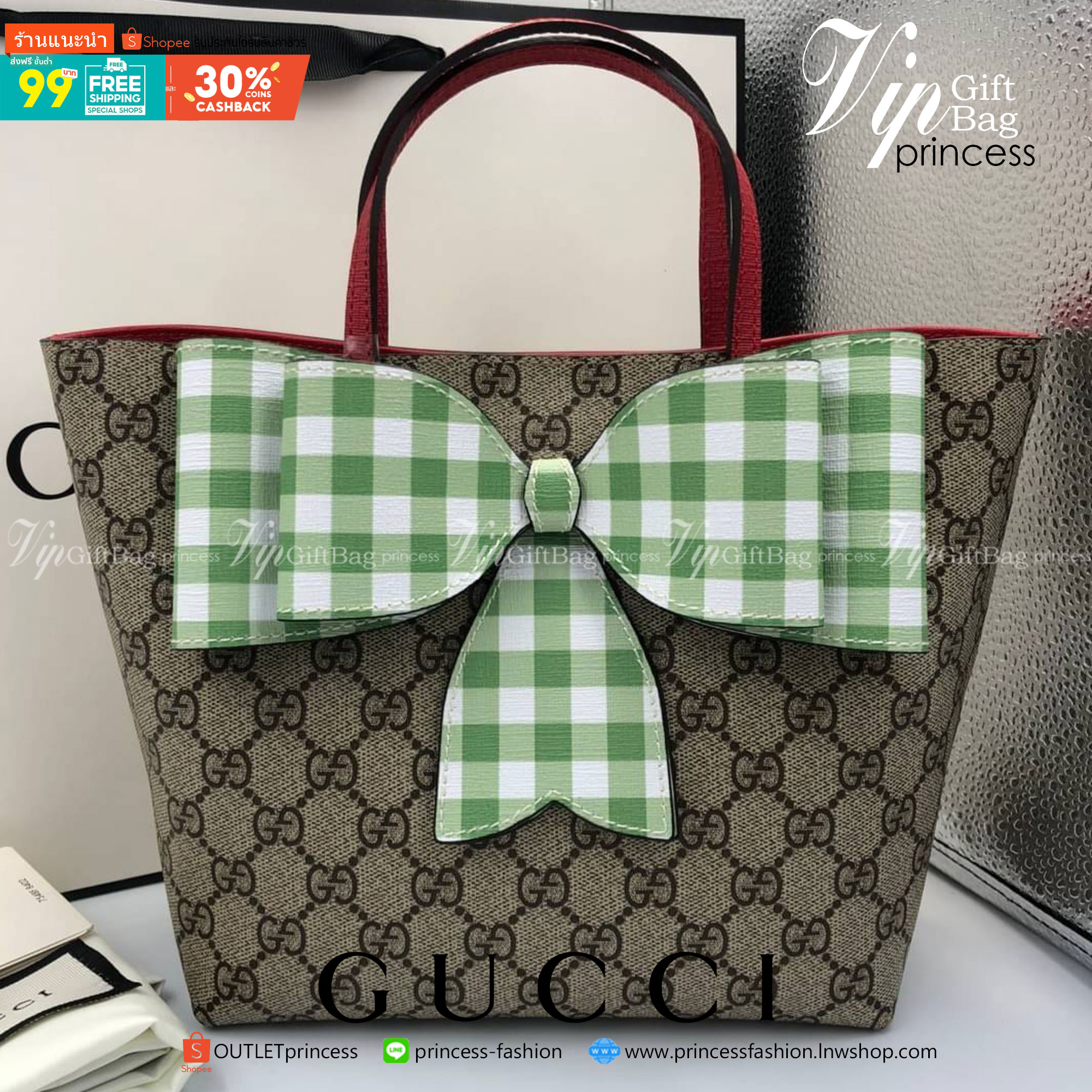 VIP 】Animal-Friendly Gucci Kid GG Supreme Tote Bag งานหนังแท้ทรงตั้งสวย ขนาดกะทัดรัด จุของได้เยอะ ใช้ได้ทั้งเด็กและผู้ใหญ่ น่ารักมากค่ะ