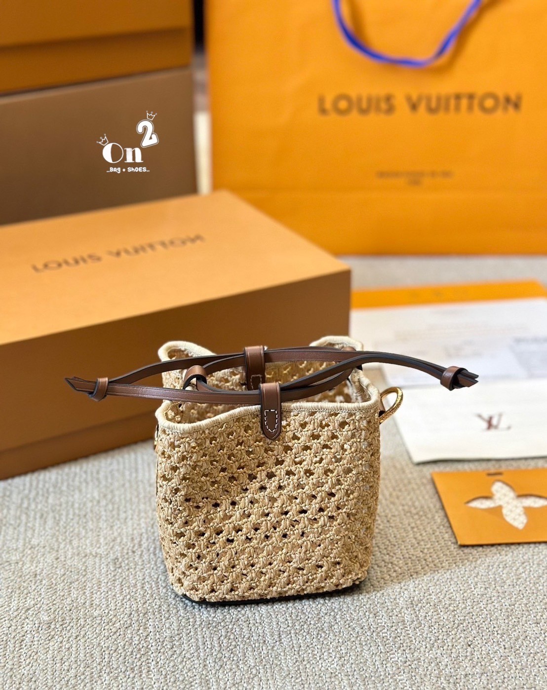 LV Noé Purse bag Raffia bag 5" / LV Bucket Bag กระเป๋าสานทรงบัคเก็ตไซส์มินิ ดีไซน์ใหม่สุดเอ็กซ์คลูซีฟจากเส้นใยถักแบบโครเชต์ พร้อมสายสะพาย ใช้ในวันสบายๆ ผ่อนคลาย เรียบหรูดูมีสไตส์