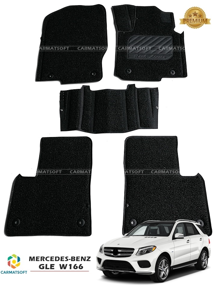 พรมดักฝุ่นไวนิล BENZ GLE W166 ปี2012-16 พรมไวนิลรีดขอบ สีดำ