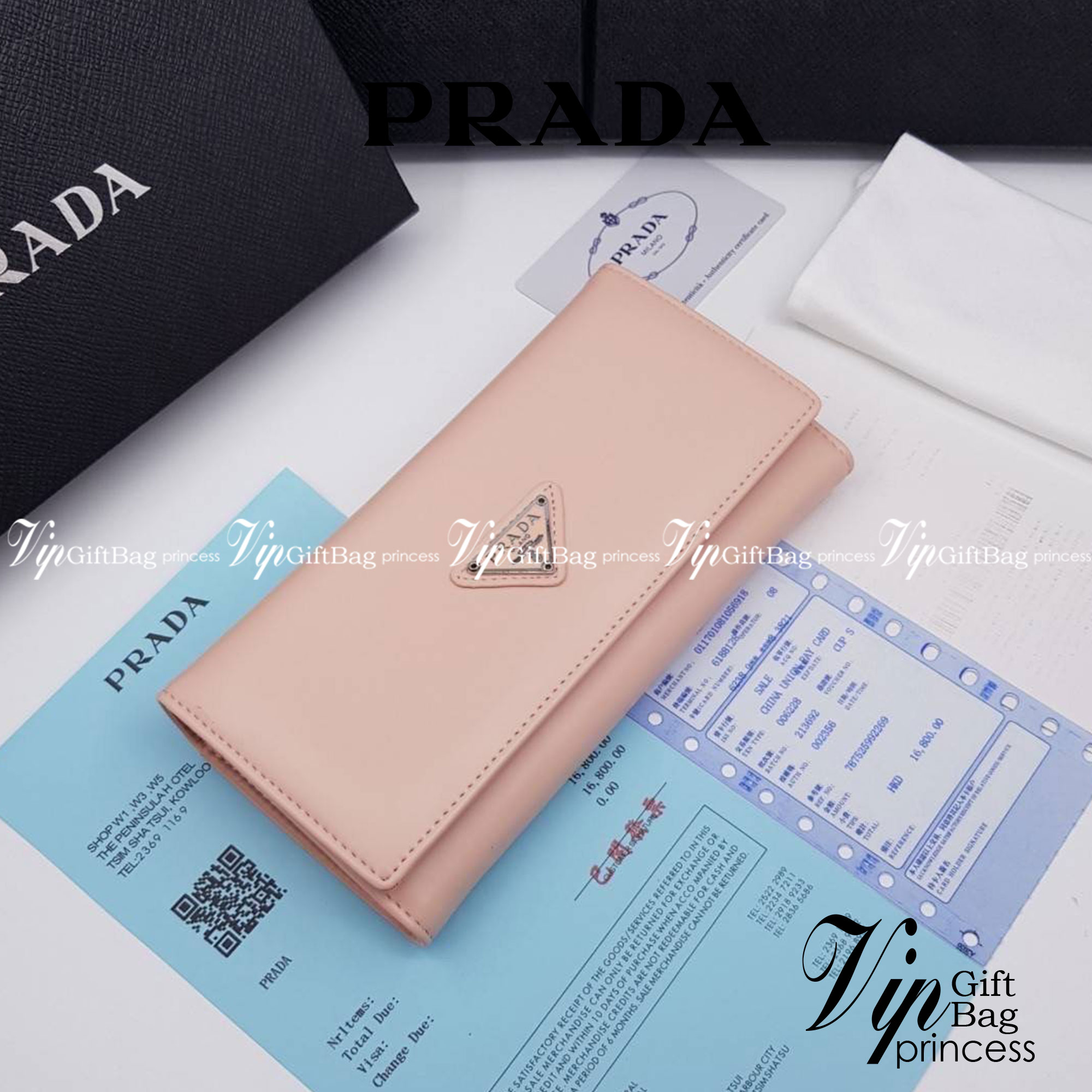 หนังแท้ Prada Long Wallet / Prada Wallet กระเป๋าสตางค์ใบยาว ใช้งานง่าย สวยหรู งานหนังแท้ทั้งใบ ภาพสินค้าถ่ายจากงานขายจริง ใช้งานต่างประเทศได้