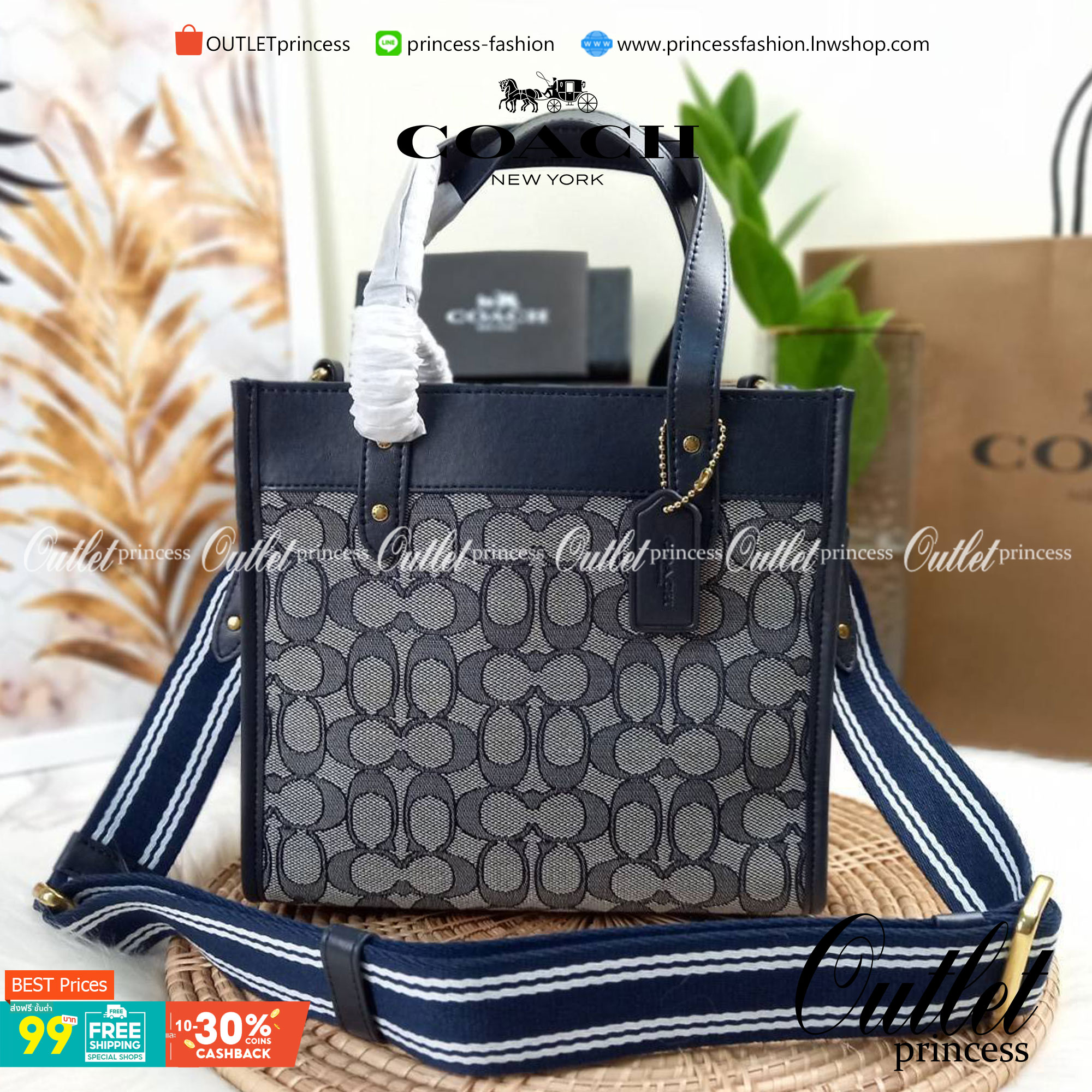 ใบนี้ ช่วยให้ชีวิตง่ายขึ้นเยอะเลย🌈🌺>>COACH FIELD TOTE 22 IN SIGNATURE JACQUARD(COACH C3865) 🍁กระเป๋าถือ สะพาย รุ่น Unisex ใช้ได้ทุกเพศวัย ขนาดเหมาะต่อการใช้งานในแต่ละวันมากๆ //วัสดุ jacquard ลาย signature ตกแต่งดีเทลด้วยหนังแ
