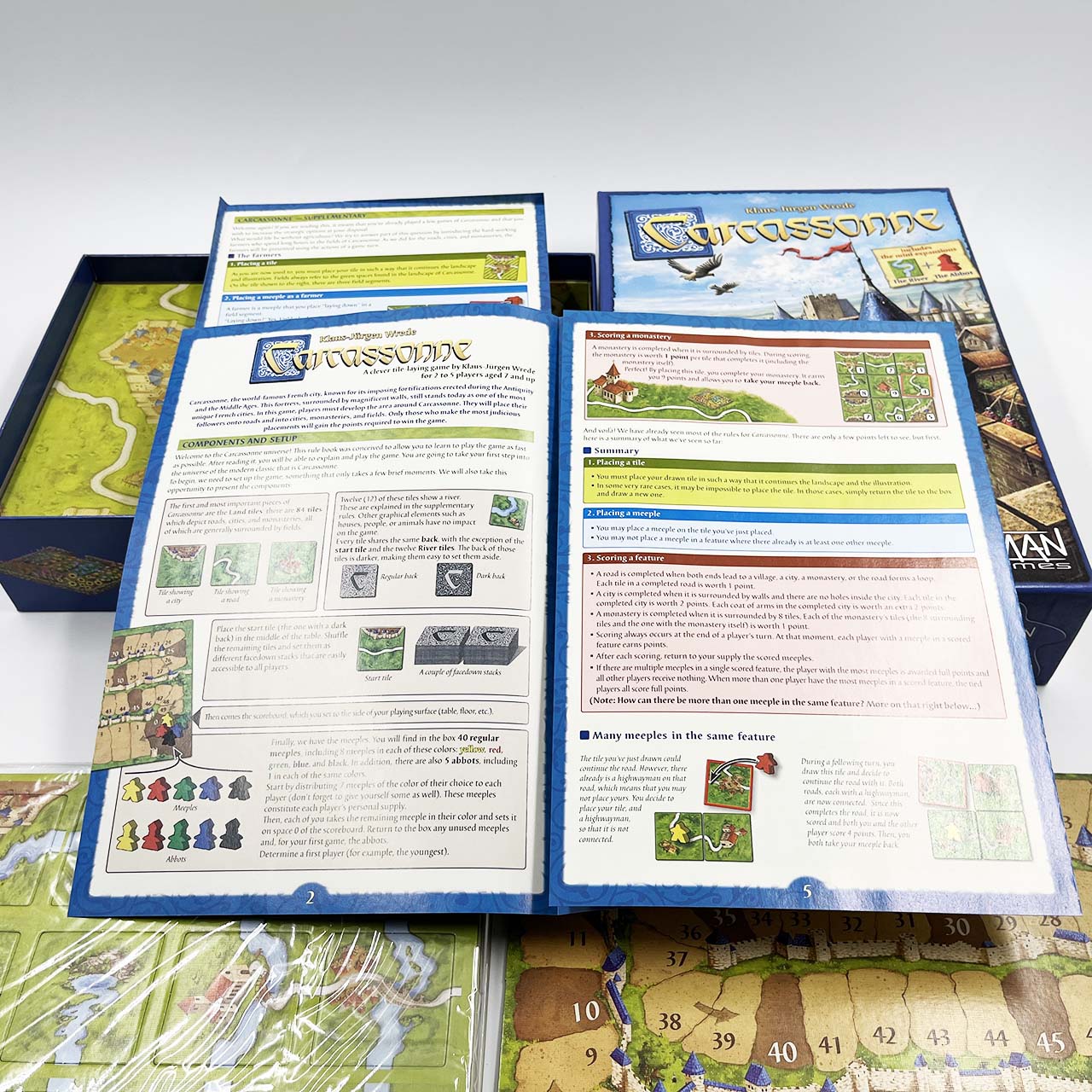 บอร์ดเกม Carcassone Z-Man(คาร์คาซอน แซดแมน) ตัวเสริมครบชุดพร้อมเล่น ตัวเกมภาษาอังกฤษและคู่มือภาษาอังกฤษ