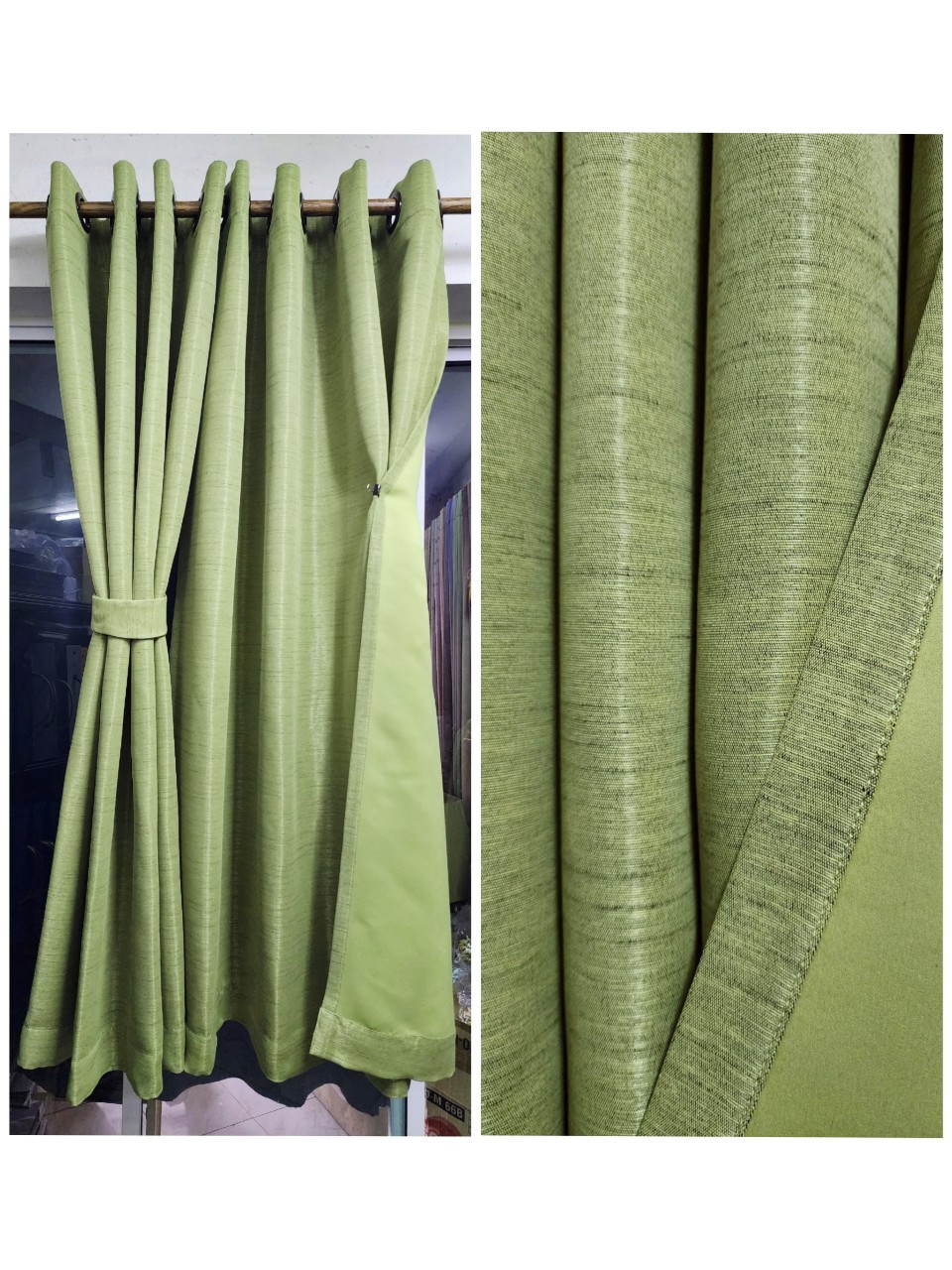 ผ้าม่านกันแสง ก.270*ส.255ซม./ผืน UV90-95% รุ่นลัคชัวรี่ (Luxury)สีเขียว (แถมสายรัด)