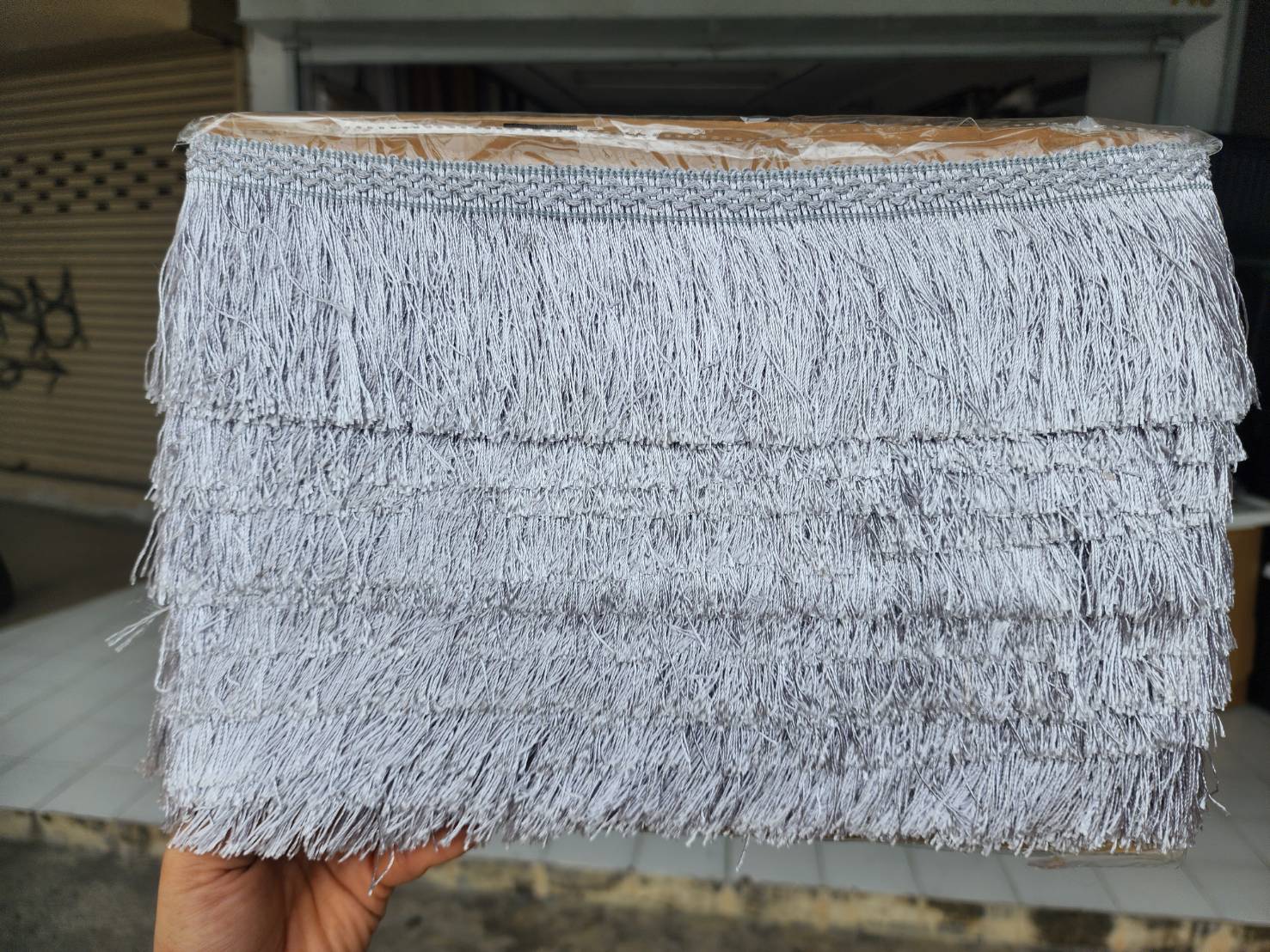 ทปครุยผ้าม่าน สีเทา (ขายยกพับ10หลา)(อย่างดี)รุ่นBขนาด4นิ้ว