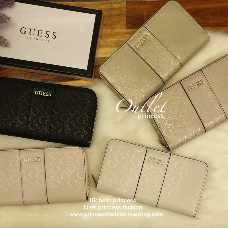 GUESS FACTORY WOMEN'S ZIP AROUND LONG WALLET กระเป๋าสตางค์หนังทรงซิปรอบลาย G ด้านหน้าติดโลโก้แบรนด์ด้วยโลหะสวยหรู ภายในมีช่องใส่ธนบัตร ช่องใส่บัตรหลายช่อง มีช่องซิปใส่เหรียญ สามารถใส่ไอโฟนพลัสได้ มีให้เลือกถึง 5 สี สวยคุ้ม น่าใช้มากๆค่า