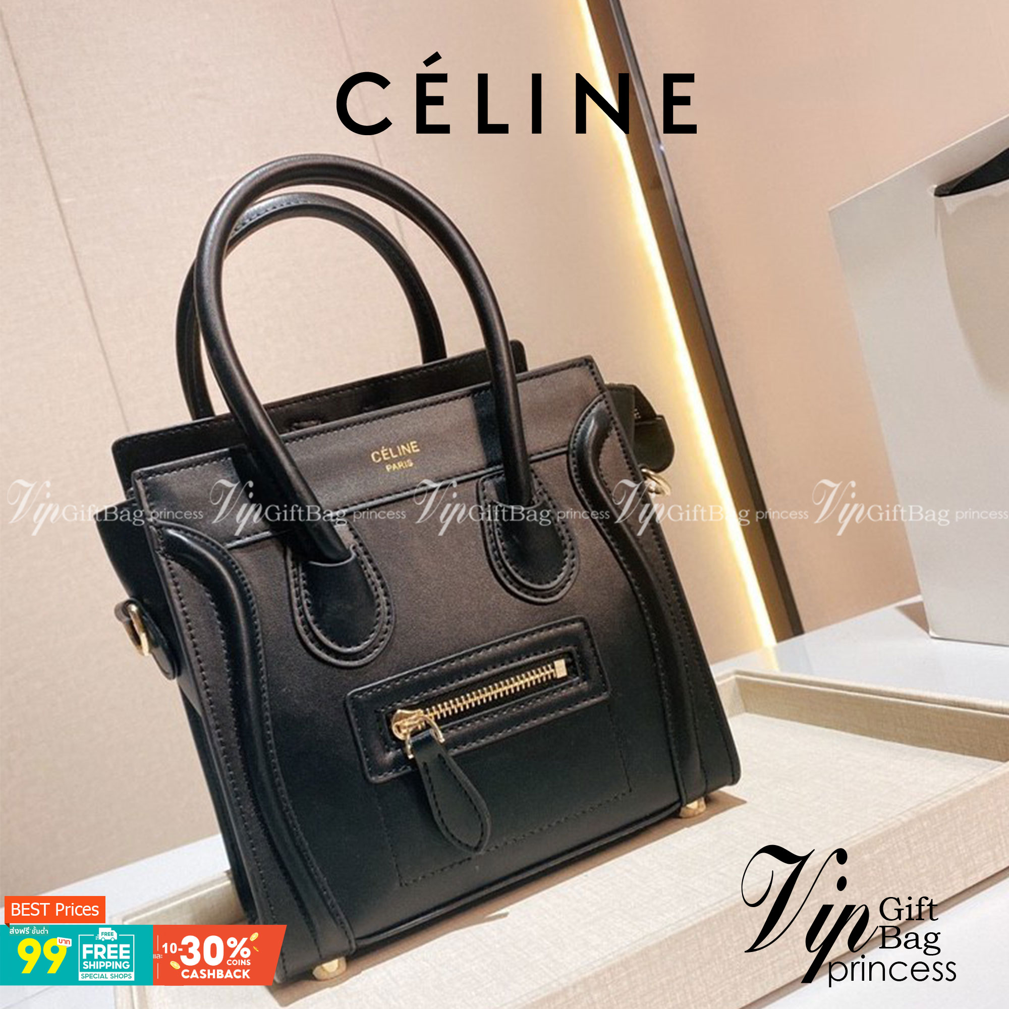 พร้อมส่งรุ่นยอดฮิต!! CELINE HANDLE BAG VIP GIFT WITH PURCHASE (GWP) พรีเมี่ยมกิ๊ฟรุ่นใหม่ Limited Edition จาก CELINE HAUTE PARFUME DUTYFREE COUNTER หนังวัวแท้ ขนาดกำลังดี เปิดปิดด้วยซิปอะไหล่ทองมีที่จับหนัง ด้านในกว้าง ใส่มือถือ กระเป๋าสตางค์ยาวได้สบาย มา