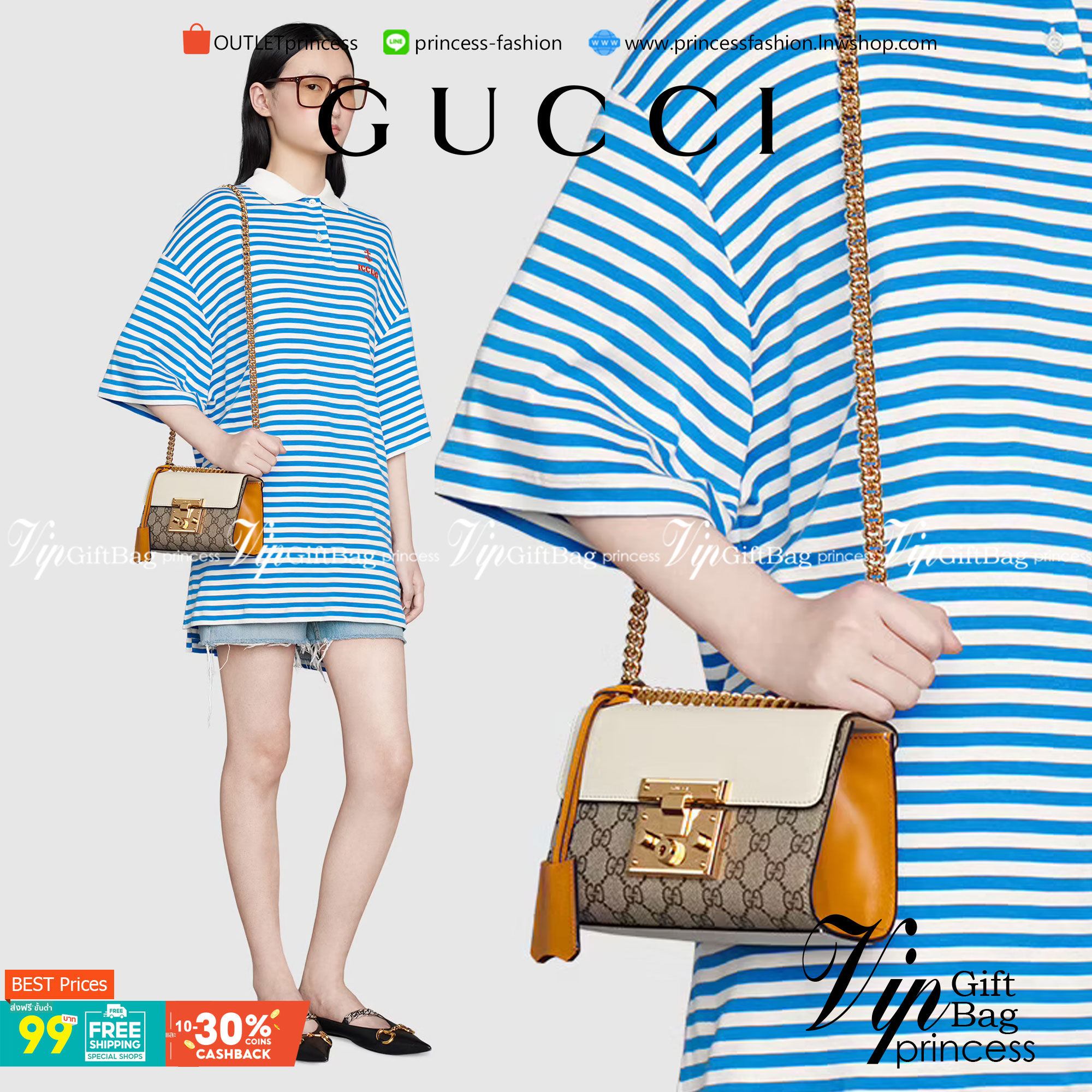 VIP GIFT 】หนังแท้ GUCCI Padlock small shoulder bag GG Supreme canvas กระเป๋าสะพายไหล่ขนาดกะทัดรัด เหมาะกับวันสบายๆ แต่ยังคงความหรูหราตามแบบฉบับแบรนด์ คุ้มค่าน่าใช้ งานจริงสวยมากๆ ค่ะ