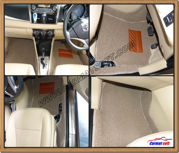 พรมดักฝุ่นไวนิลTOYOTA VIOS ปี2013-2021 สีครีม เข้ารูป เต็มคัน