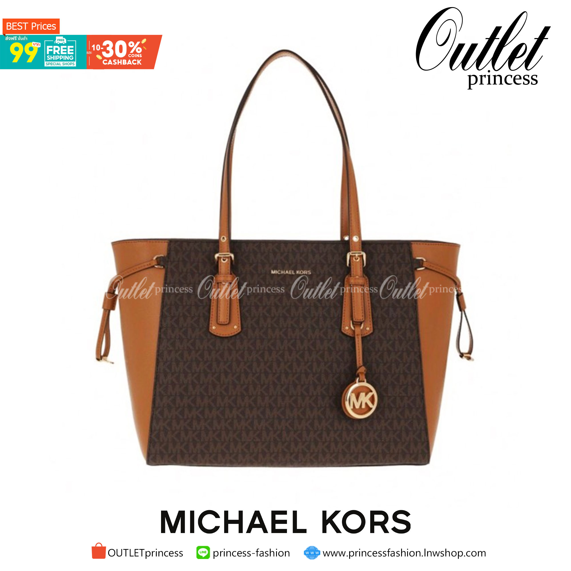 MICHAEL KORS TOTE BAG กระเป๋าสะพายไหล่ทรง Tote ใบใหญ่กำลังดีหนัง Saffiano สวยหรูอยู่ทรง ด้านหน้าประดับโลโก้สีทองสวย พร้อมอะไหล่ห้อยแบรนด์ ภายในมี 2 ช่องหลัก 1 ช่องซิปกลาง และช่องเล็ก ใส่ของจุกจิก และสายห้อยกุญแจ กว้างและจุ ใส่ ipad เอกสาร A4 กระเป๋าสตางค์