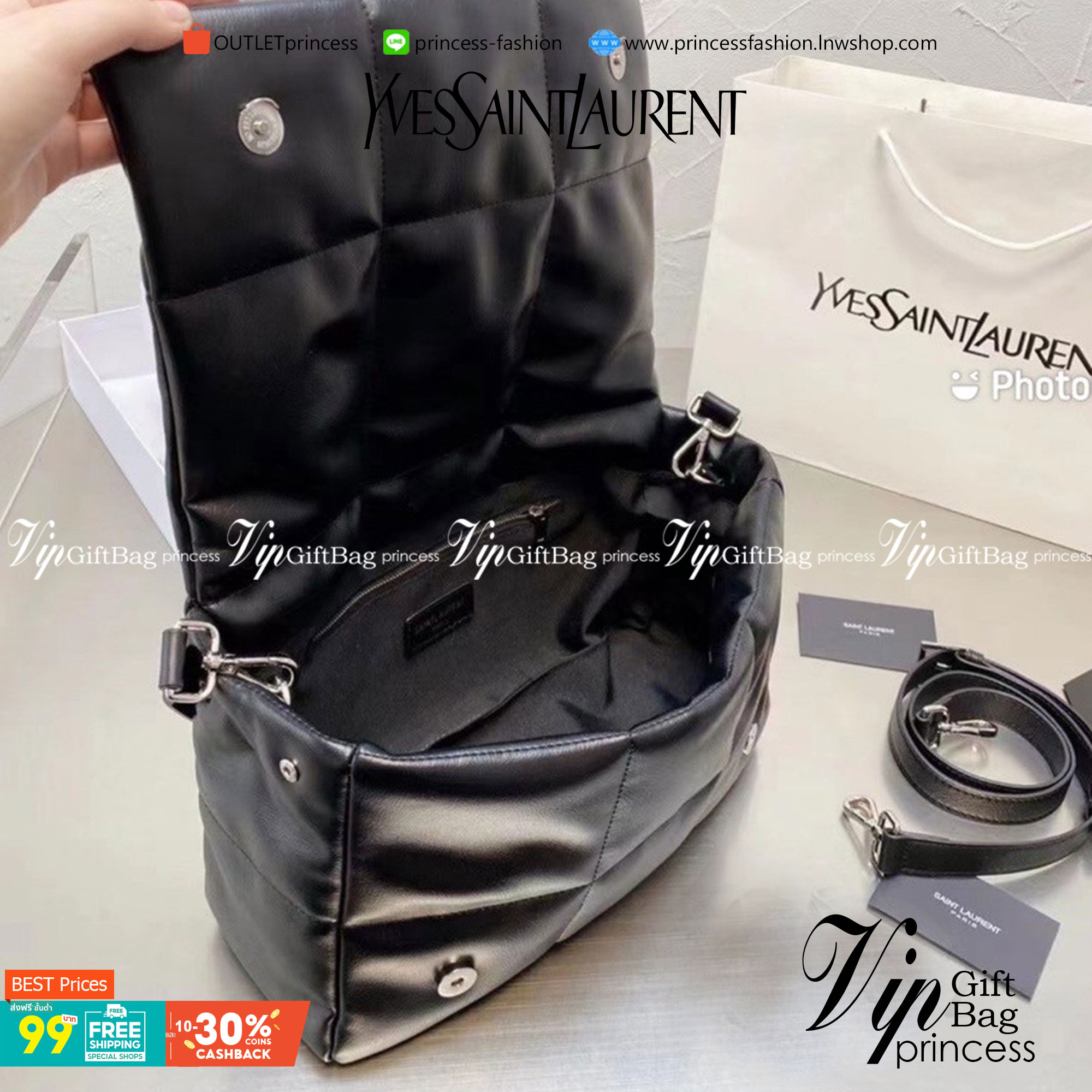 VIP 】YSL Saint Laurent Shoulder Bag กระเป๋าสะพาย เปิดหน้าอะไหล่เงิน ด้านในโล่งกว้าง จุของได้เยอะพอควร สินค้ามาใหม่ เป็นอีกหนึ่งใบที่ร้านแนะนำค่ะ ..!!