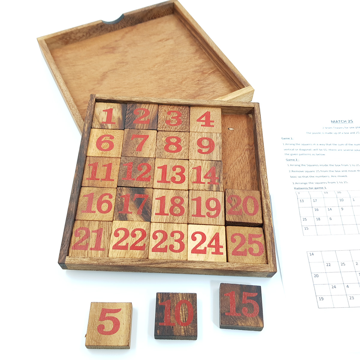 เกมแก้ปริศนาเลื่อนตัวเลขไม้ บล็อกตัวต่อไม้ เกมขยับตัวเลขไม้