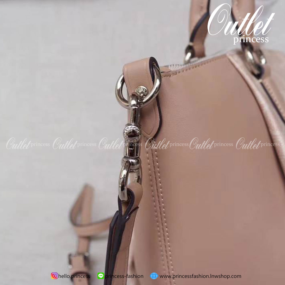 Coach Elise Satchel In Signature Canvas Product Details Signature coated canvas and refined calf leather Inside zip and snap pockets Zip-top closure, fabric lining Handles with 4 1/2" drop Outside zip pocket