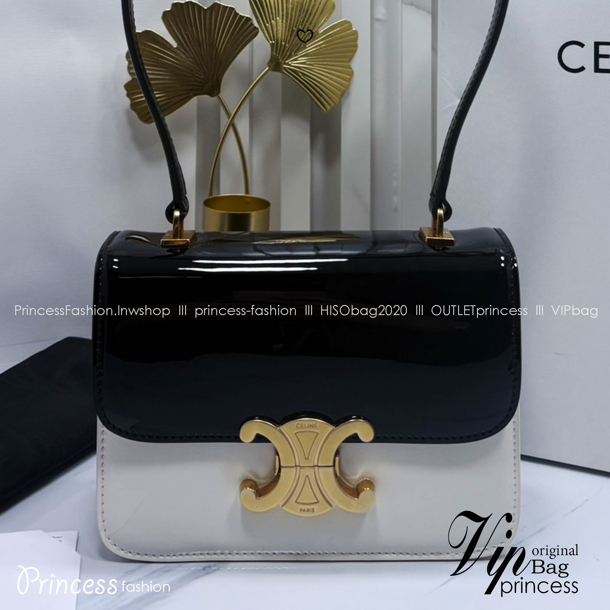 สลับแท้ CELINE TEEN GARANCE bag in PATENT CALFSKIN กระเป๋าสะพายไหล่หนังแท้ รุ่นใหม่ล่าสุดหนังเงาสวยงามหรูหรา 🤍 เกรดออริจินอล สลับแท้ 1:1
