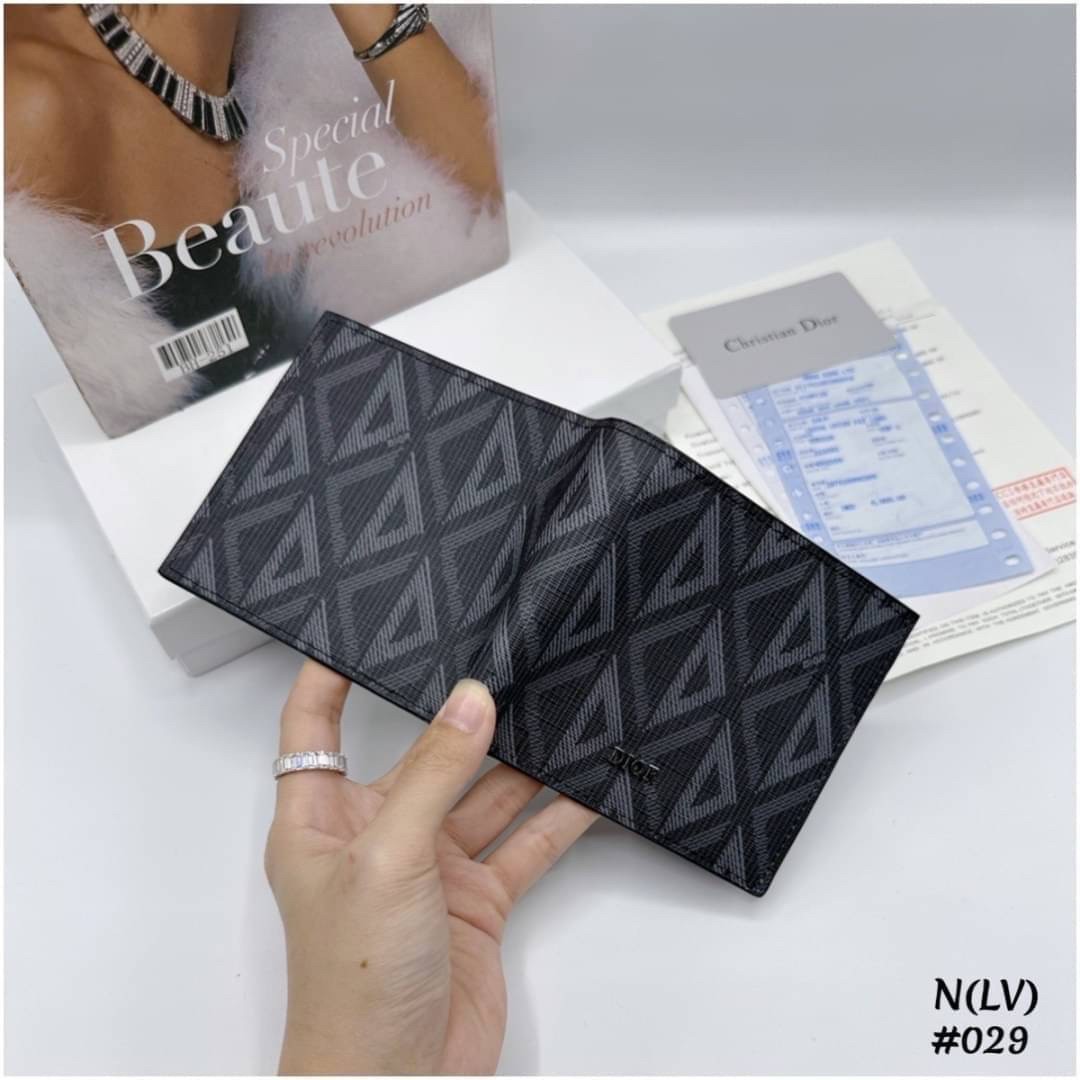 DIOR Vertical Long Wallet / CD Diamond Wallet Canvas กระเป๋าสตางค์ผู้ชาย พร้อมส่งที่ไทย ภาพสินค้าถ่ายจากงานขายจริง ใช้งานต่างประเทศได้