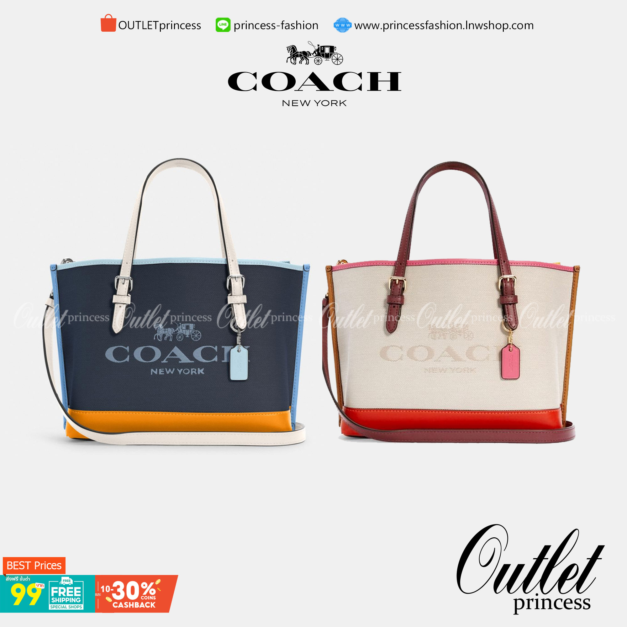 COACH C4085 MOLLIE TOTE 25 IN COLORBLOCK กระเป๋าทรงโท้ทยอดฮิต ขนาดมินิไซส์ ดีไซน์สวยคมทุกรุ่น!! ตกแต่งซิกเนเจอร์ถักทออยู่บนผ้าแคนวาส ดูโดดเด่น ภายในเป็นช่องโล่ง มีช่องซิปกลางใส่ของได้ ขนาดกำลังดีแบบใส่ของได้ครบครัน มาพร้อมสายสะพายข้าง หรือจะถือคล้องแขนเก๋