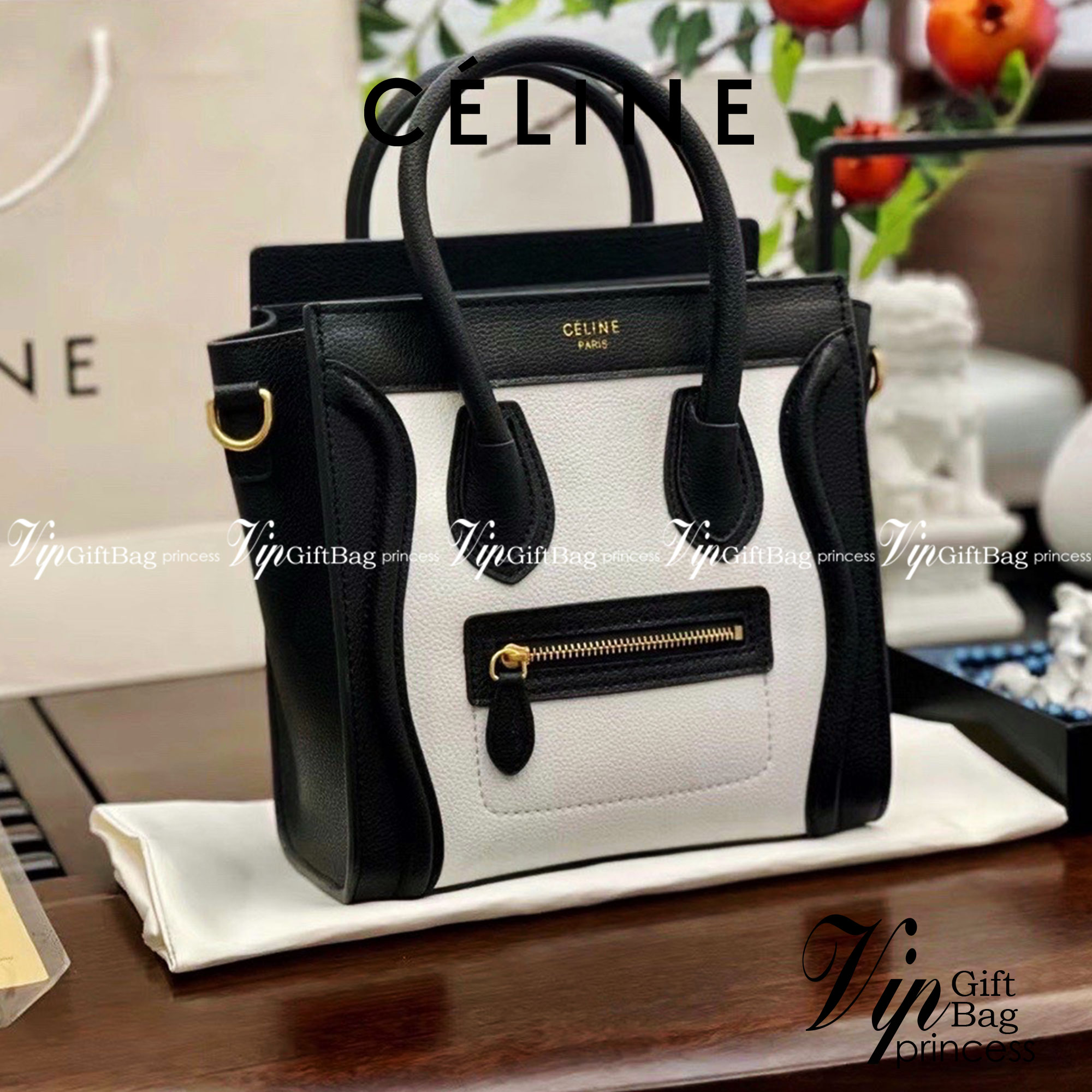 พร้อมส่งรุ่นยอดฮิต!! CELINE HANDLE BAG VIP / Celine Nano Luggage Bag กระเป๋าหนังแท้ ขนาดกำลังดี เปิดปิดด้วยซิปอะไหล่ทองมีที่จับหนัง ด้านในกว้าง มาพร้อมช่องซิปอีกช่อง เป็นอีกทรงที่ฮิตมานานข้ามปี มาพร้อมสายยาวสะพายแบบ CROSSBODYได้ หรือจะถือออกงานก็สวยหรูอีก