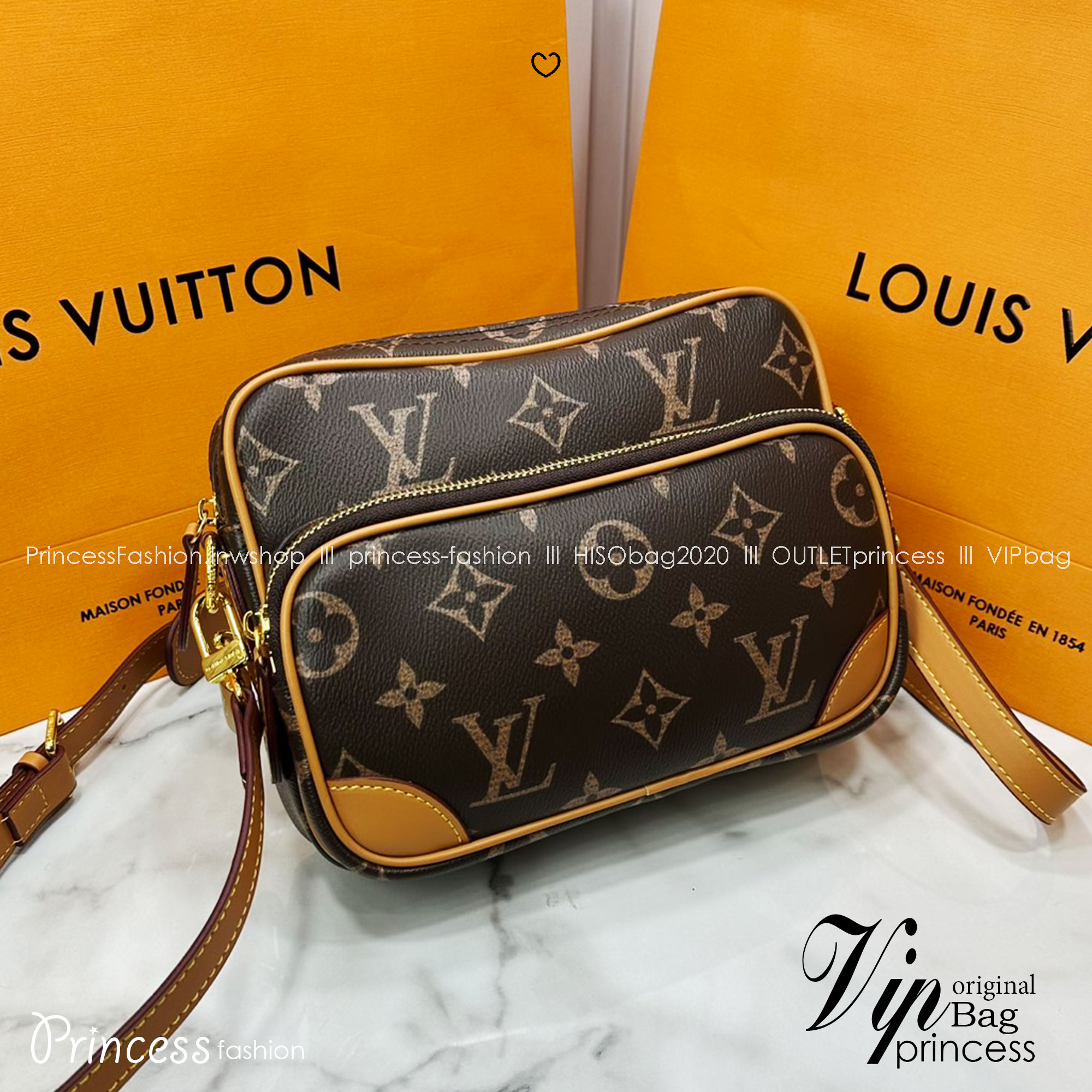 LV Nil bag Monogram Canvas กระเป๋าสะพายทรงแมสเซ็นเจอร์สไตล์วินเทจ ครอสบอดี้รุ่น Nil หรูหรา พิมพ์ลาย โมโนแกรมพาตินา VVT ช่วยขับเน้นลุควินเทจให้โดดเด่น