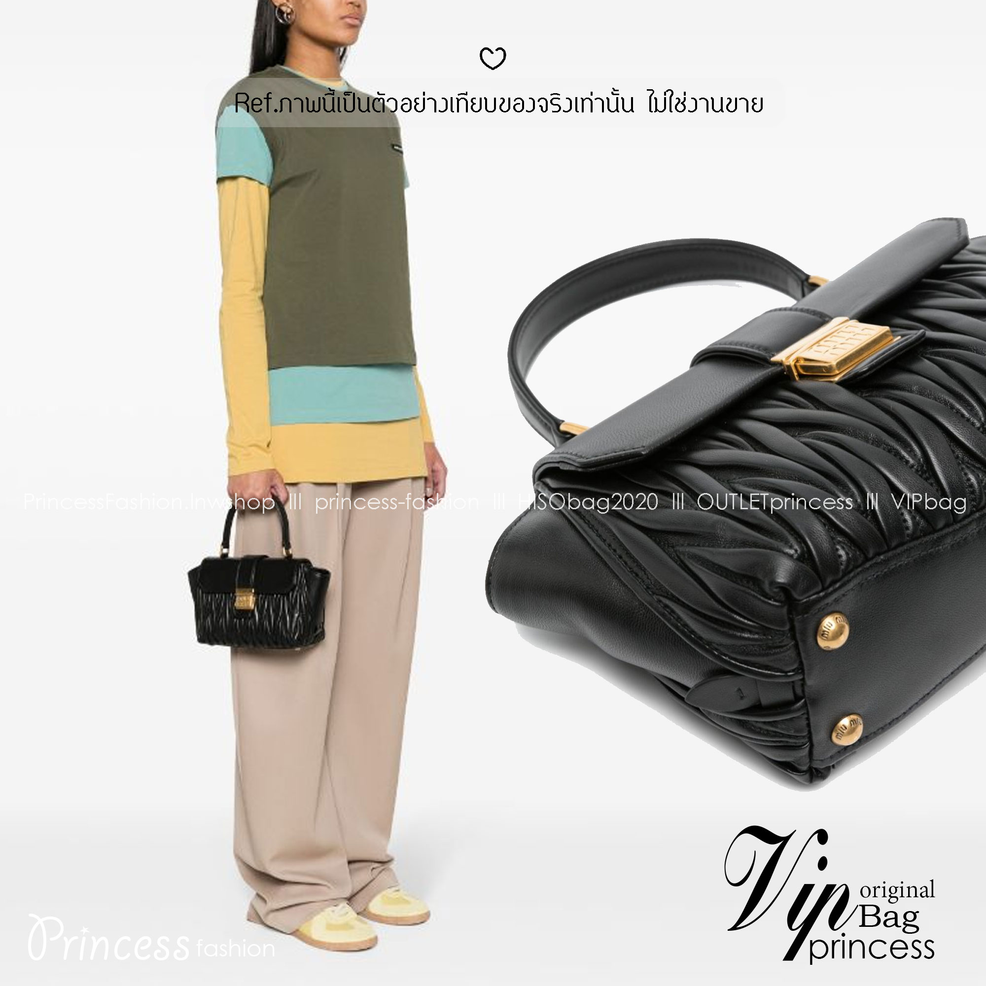 MIU MIU Matelesse Leather Crossbody bag กระเป๋าถือทรงมินิโท้ท พร้อมหูจับใช้งานง่าย และสายสะพายสุดชิค ปรับใช้ได้ตามสไตล์ความชอบได้เลย ดีไซน์เพิ่มดีเทล ด้วยการเดินด้ายเป็นเอกลักษณ์