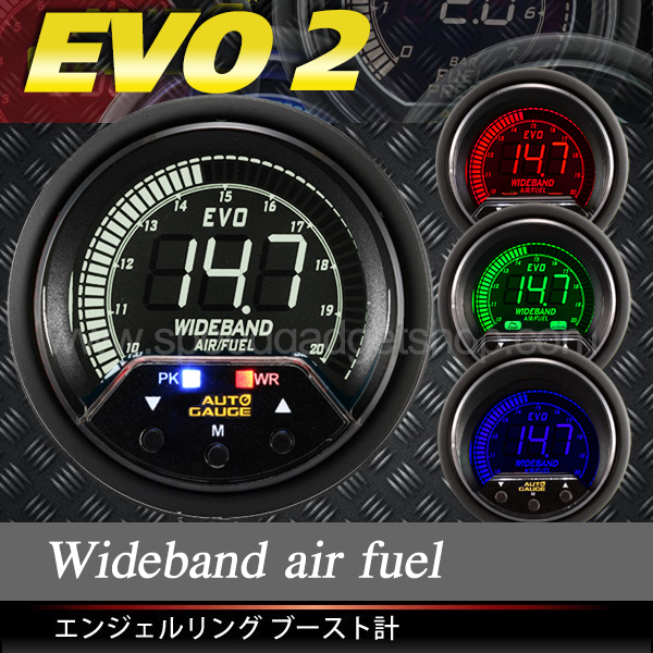 เกจ์วัดอัตราส่วนผสมระหว่างอากาศและเชื้อเพลิง Wideband air fuel meter full set package with bosch LSU 4.9 O2 sensor รุ่น EVO 2