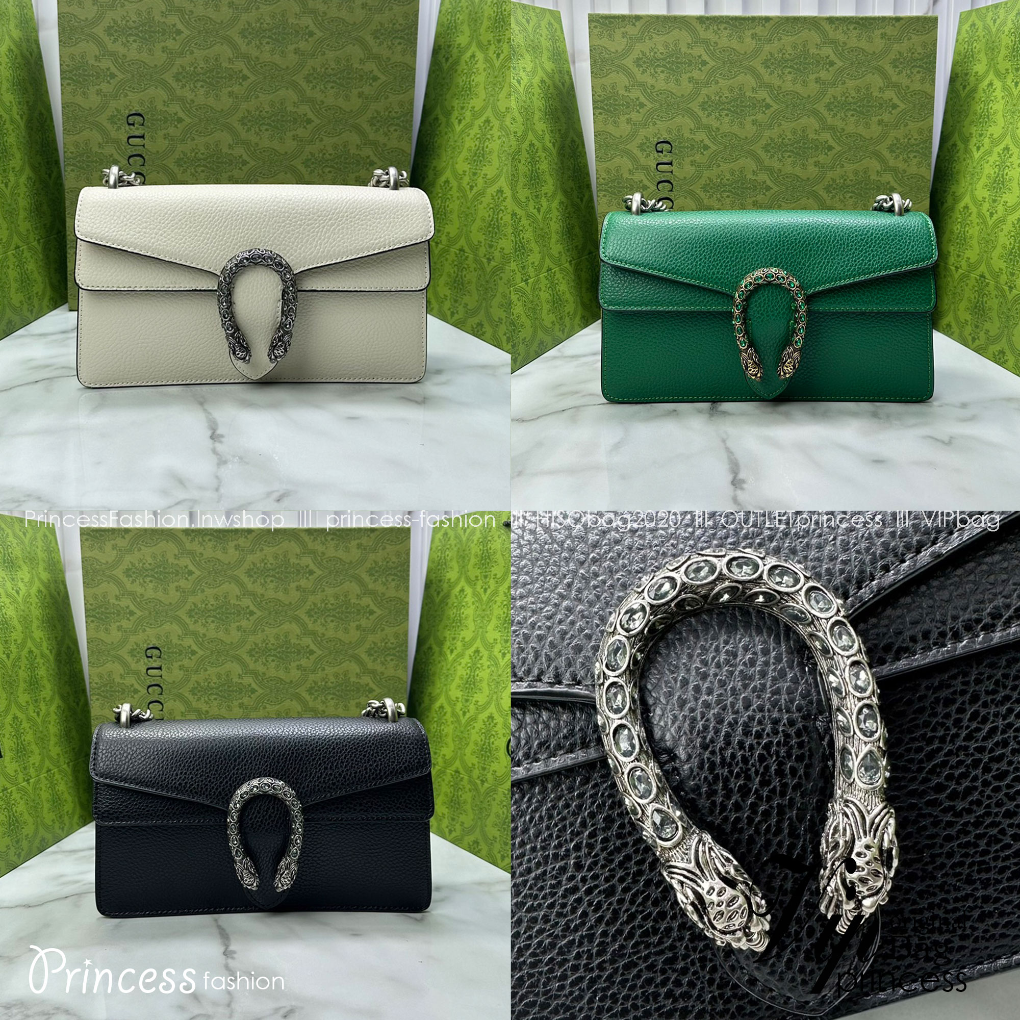 GUCCI DIONYSUS LEATHER SUPER MINI BAG กระเป๋าสะพายไดโอนิซูสหรูหราเป็นเอกลักษณ์ เกรดออริ สลับแท้ 1:1 ใช้งานต่างประเทศได้