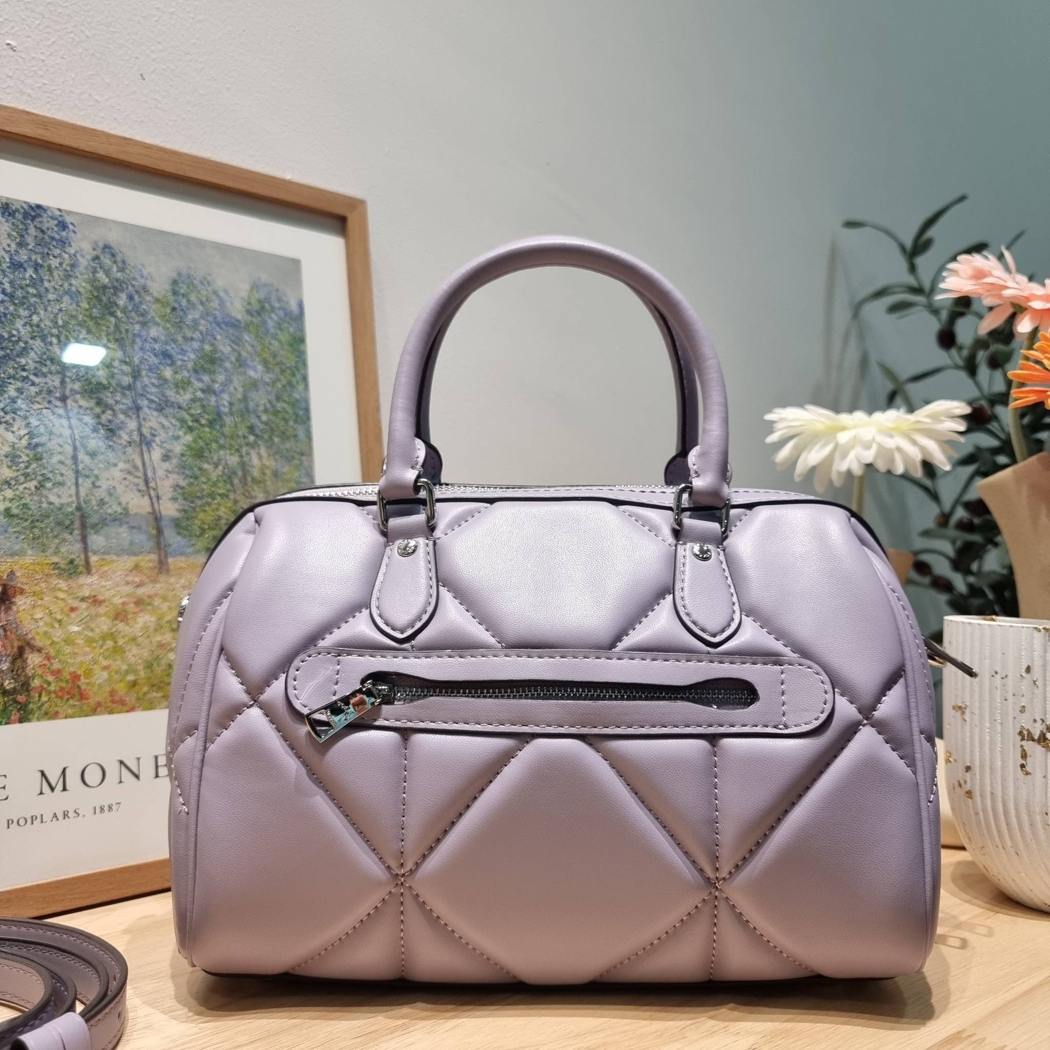 COACH ROWAN SATCHEL WITH PUFFY DIAMOND QUILTING CJ610 พร้อมส่ง กระเป๋าสะพายทรงหมอน ขนาดกำลังสวย คอลเลคชั่นสุดคลาสสิค ที่ดีไซน์เพิ่มความหรู