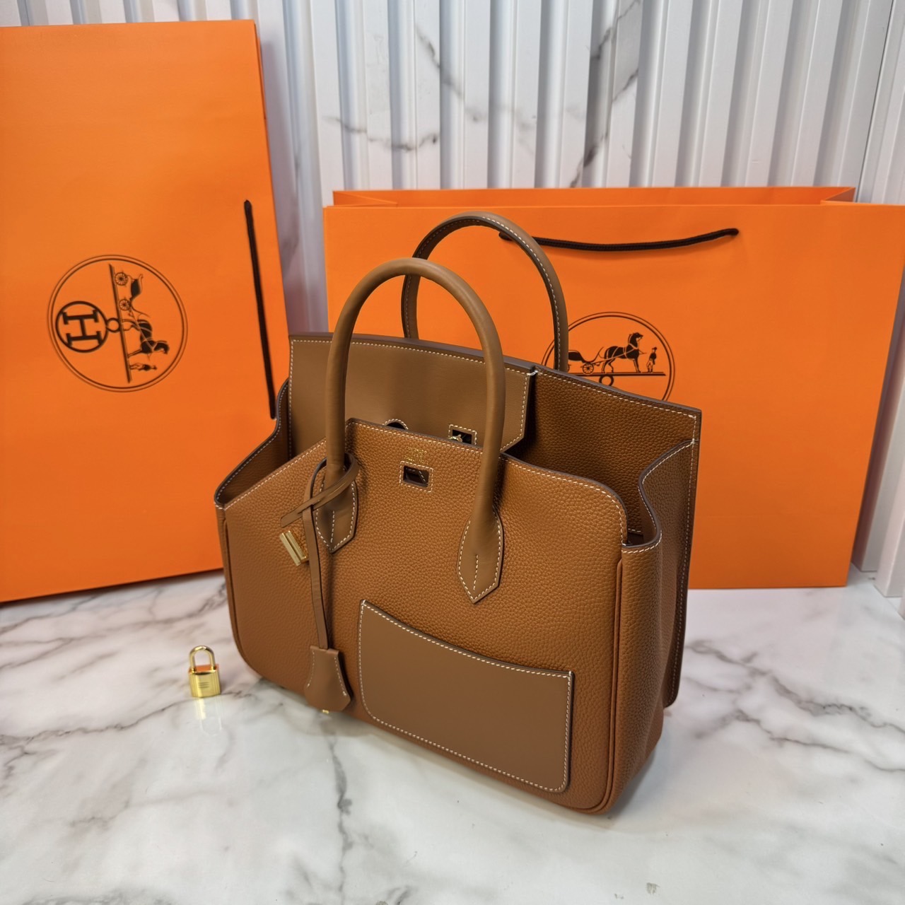 ORI หนังแท้ | Hermes Birkin Desordre 30 Bag กระเป๋าสะพายดีไซน์ใหม่ หรูหรา